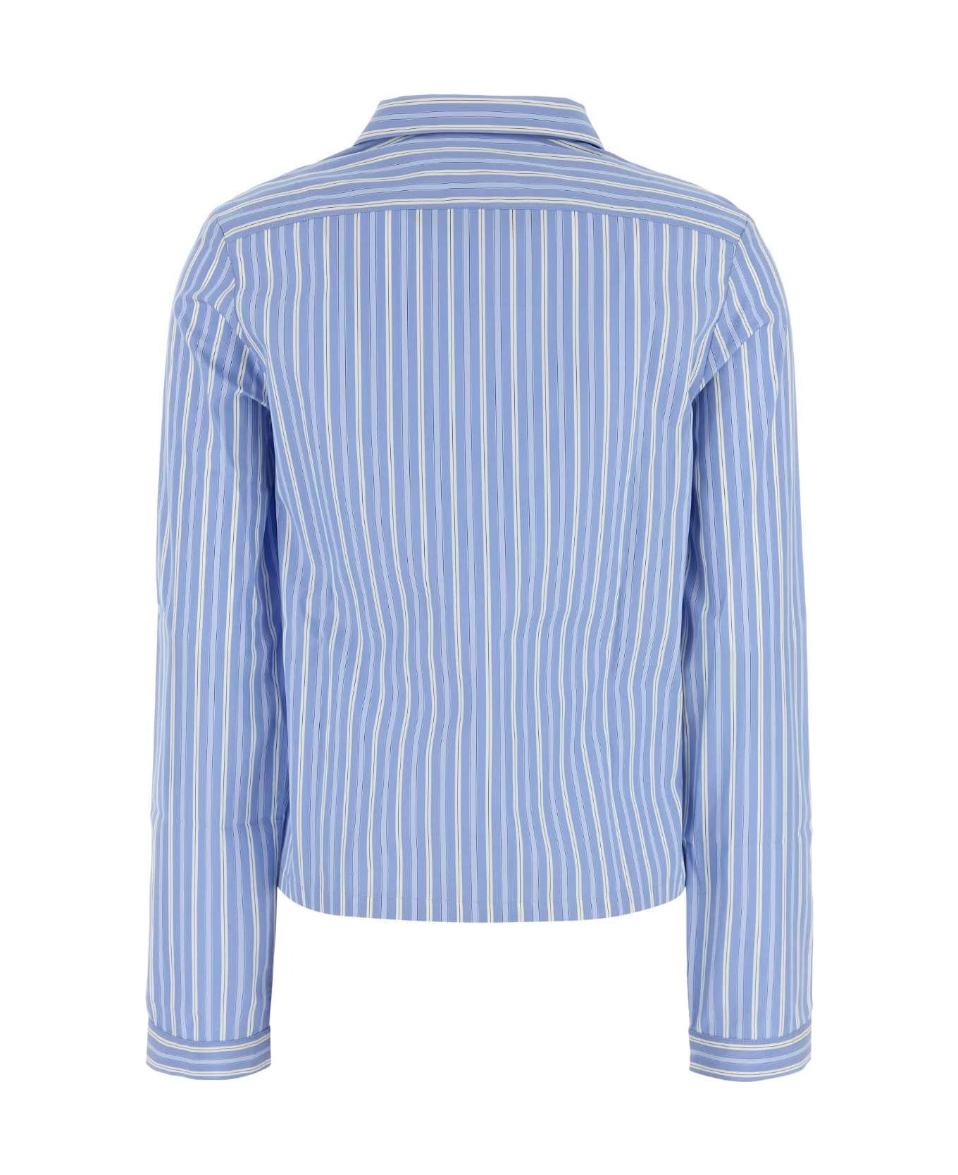 Miu Miu Embroidered Poplin Shirt - CELESTE