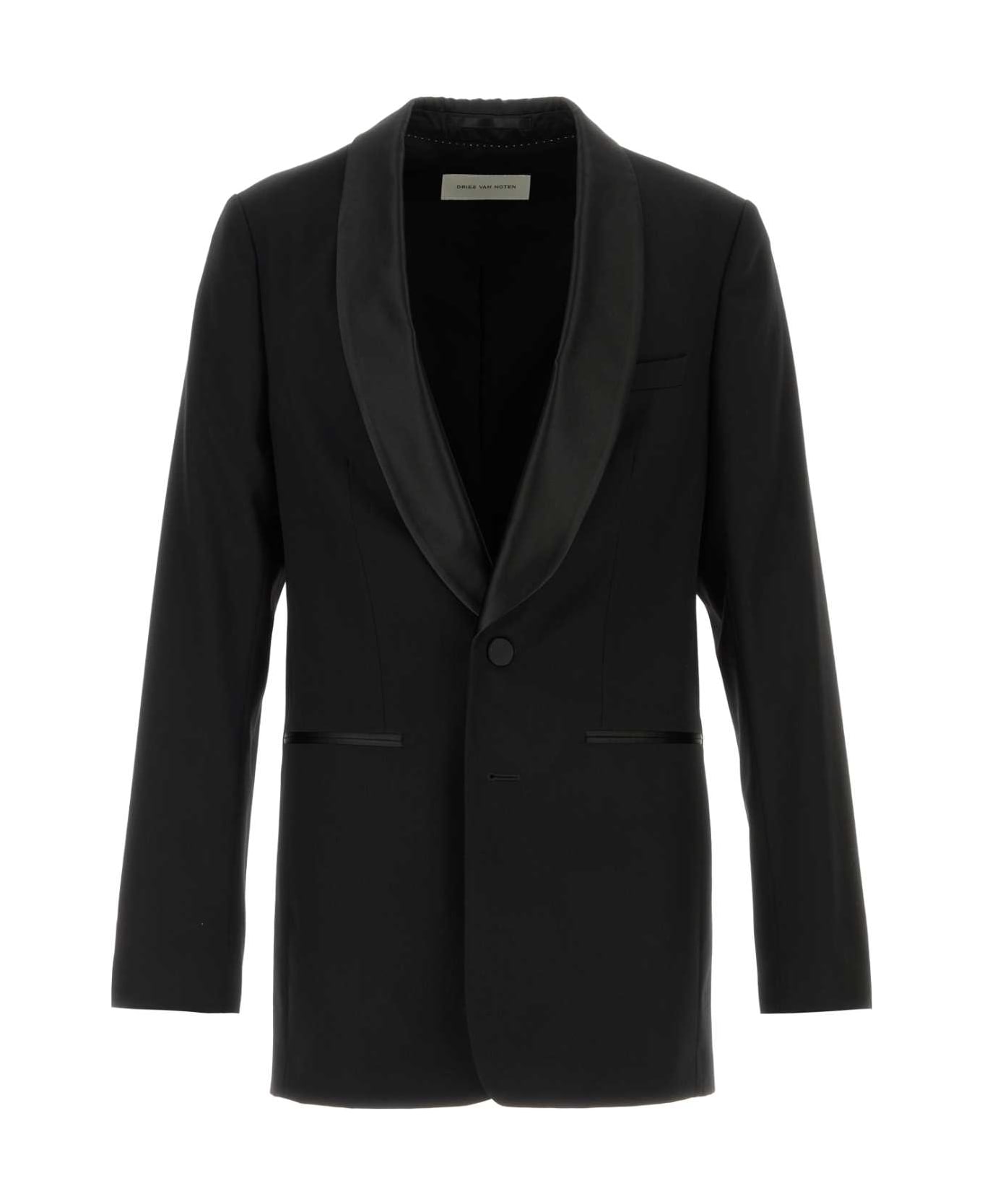Dries Van Noten Black Wool Blend Bartux Blazer - BLACK