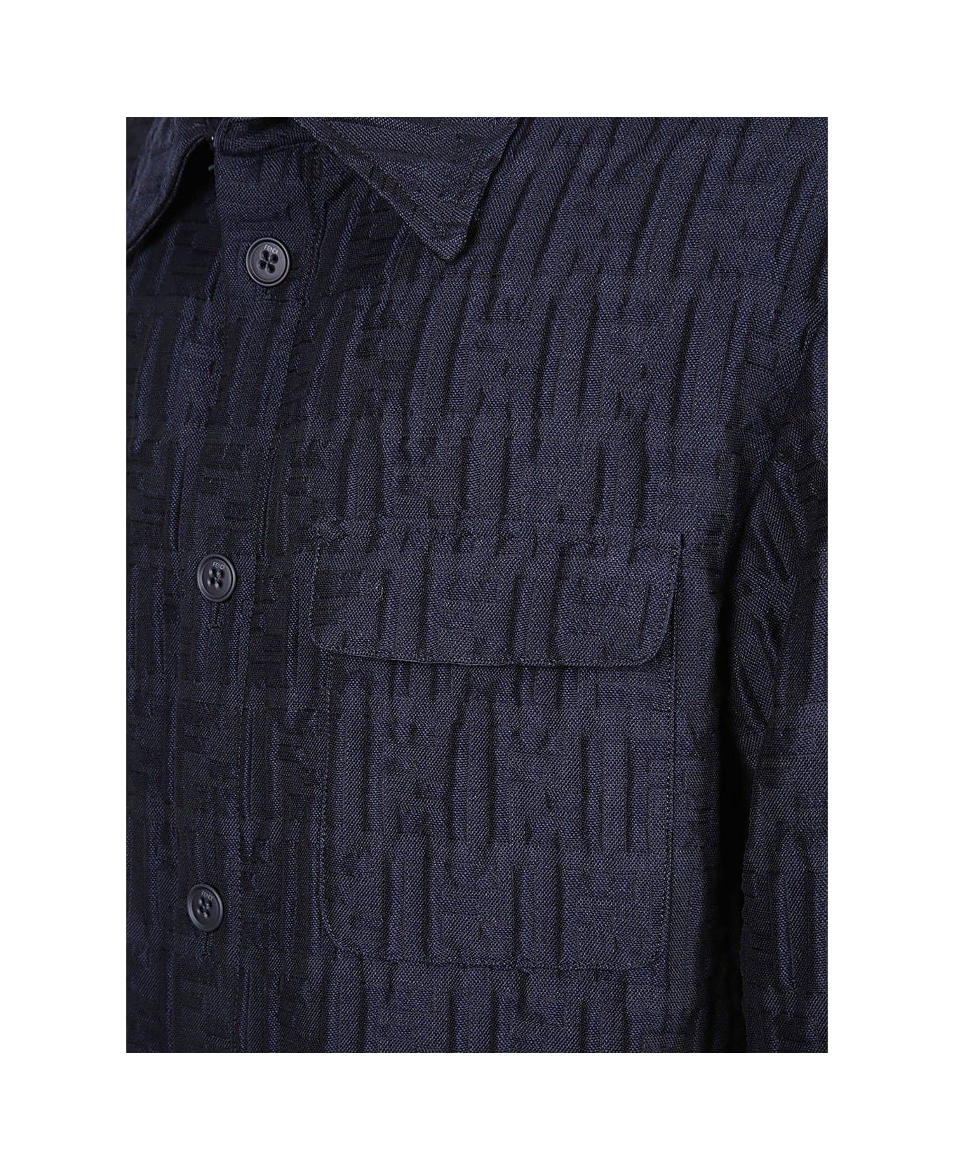 Fendi Collared Long-sleeve Shirt - Lq Blu Notte