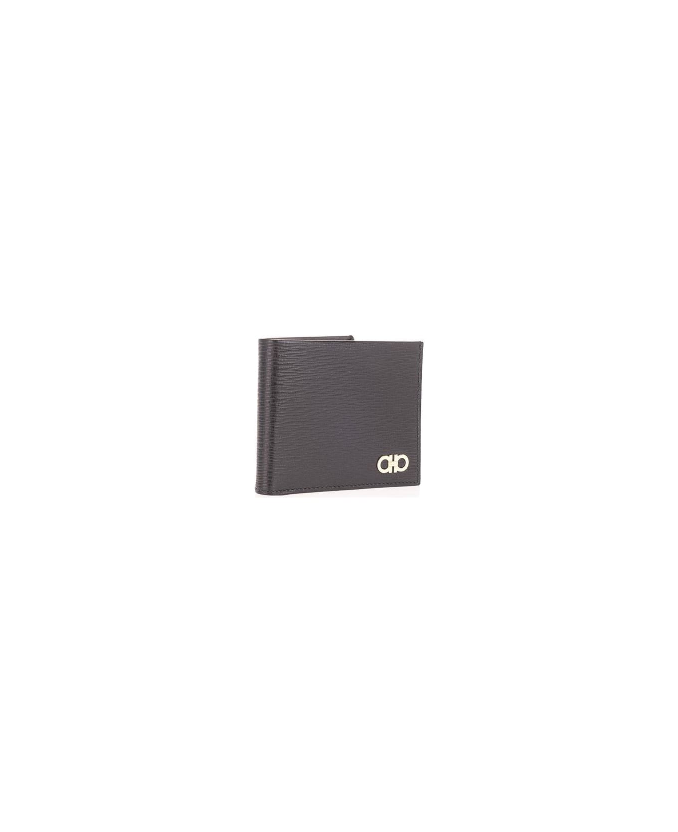 Ferragamo Logo Plaque Bi-fold Wallet - Black