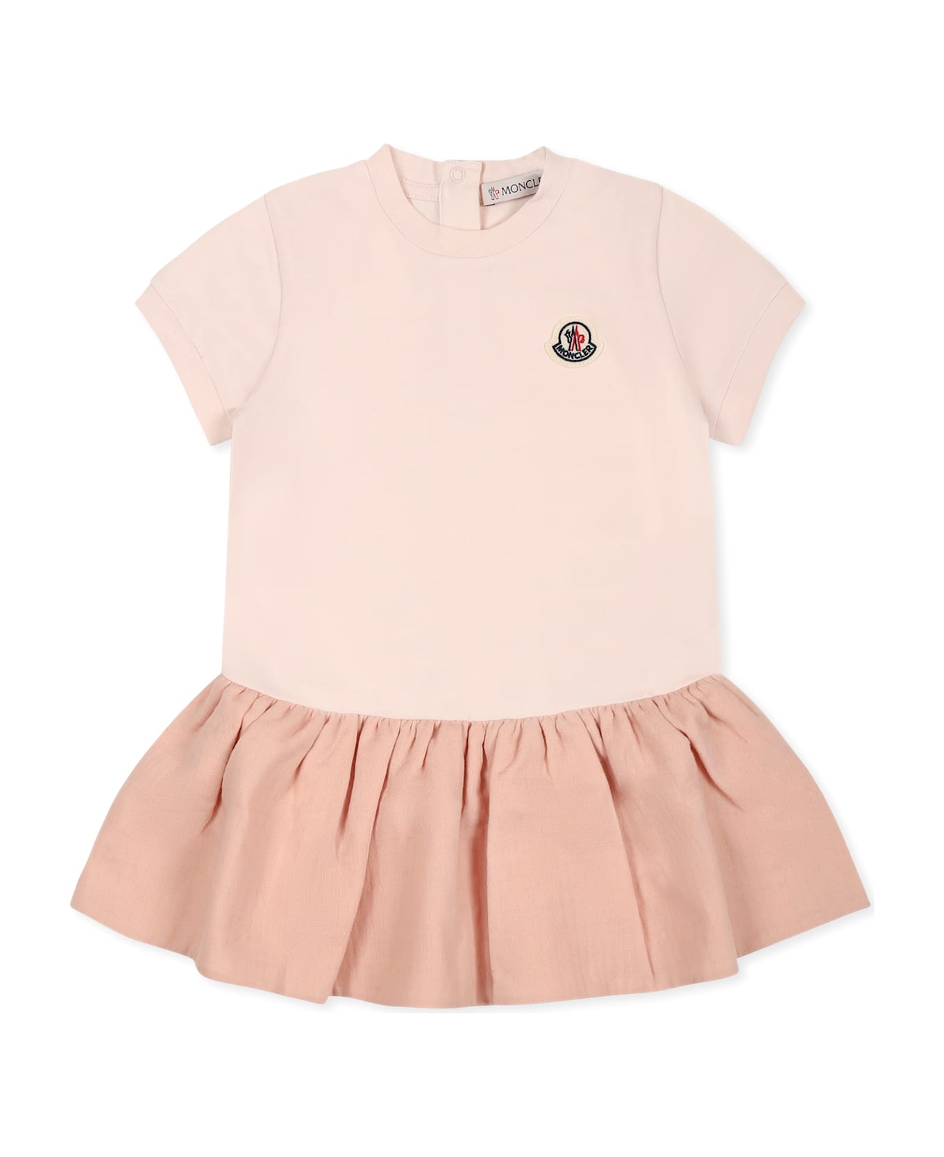 Moncler Pink Dress For Baby Girl With Logo - Pink