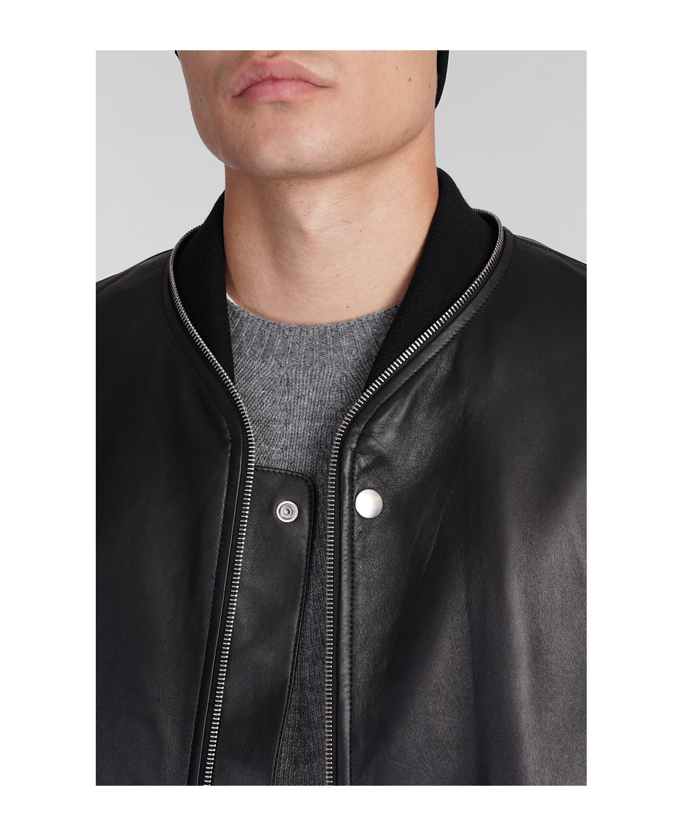 Jil Sander Bomber In Black Leather - black