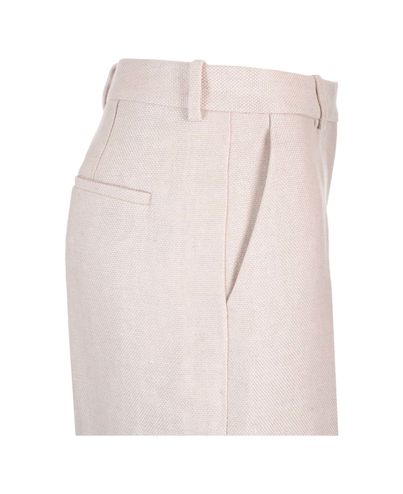 Theory High-waisted Trousers In Linen Twill - NEUTRALS ボトムス