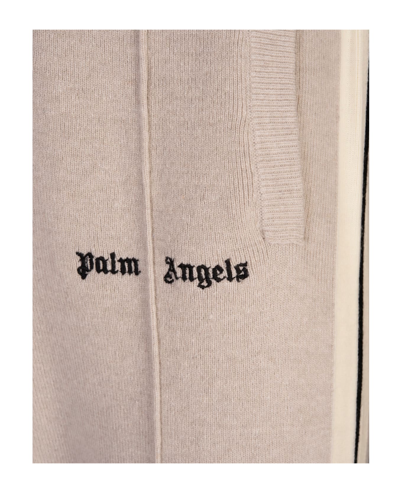 Palm Angels Light Beige Wool And Cashmere Track Trousers - Brown