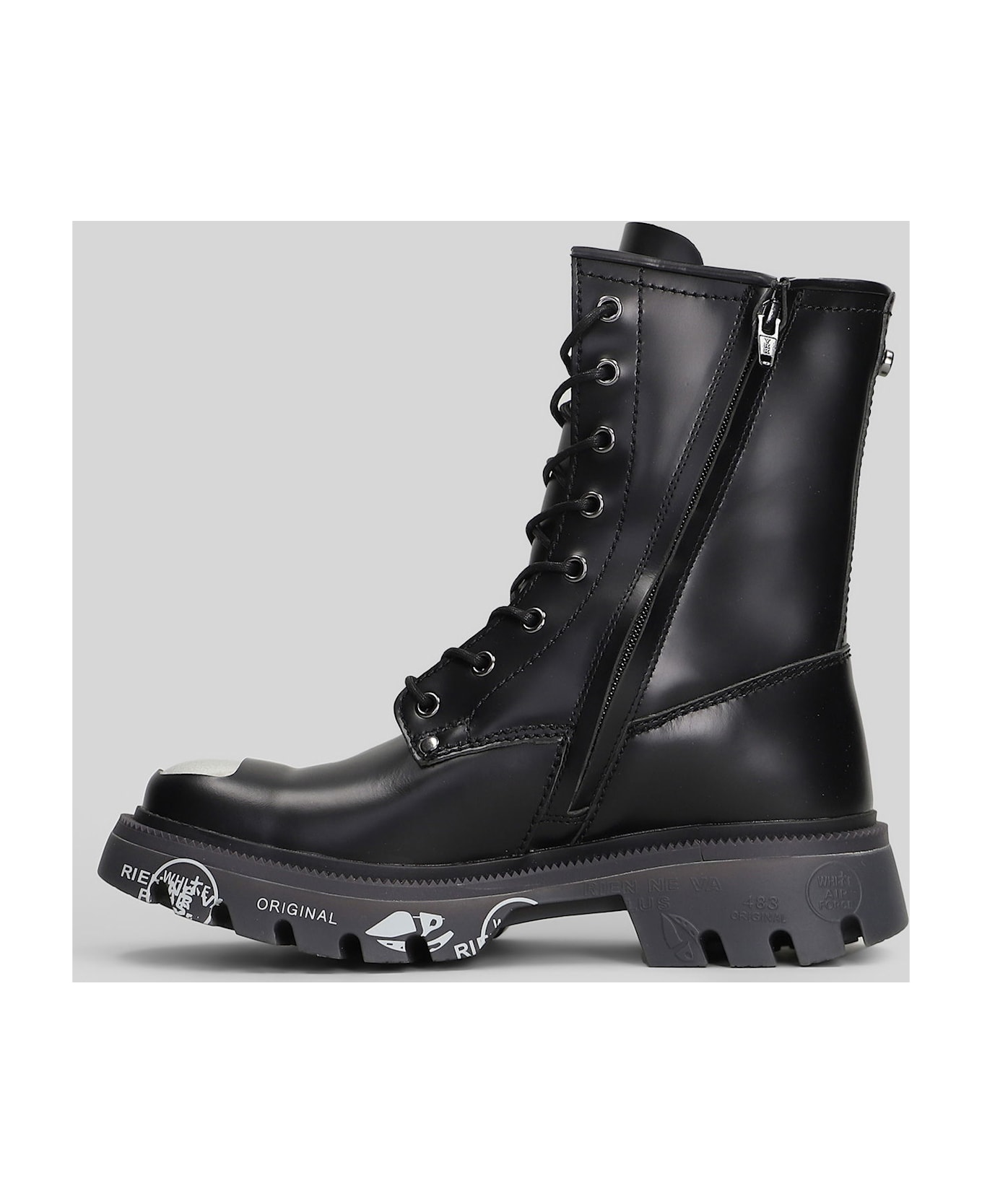 Premiata Brixton Combat Boots In Black Leather - black