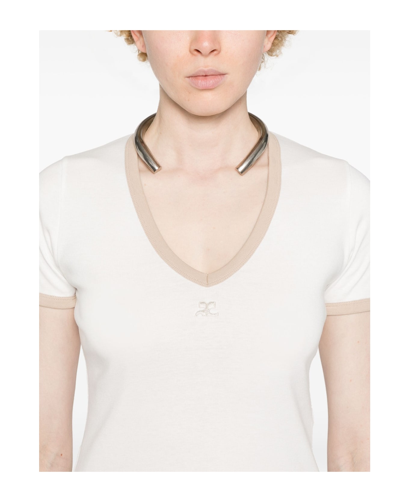 Courrèges T Shirt Mm - White Eritage Sand
