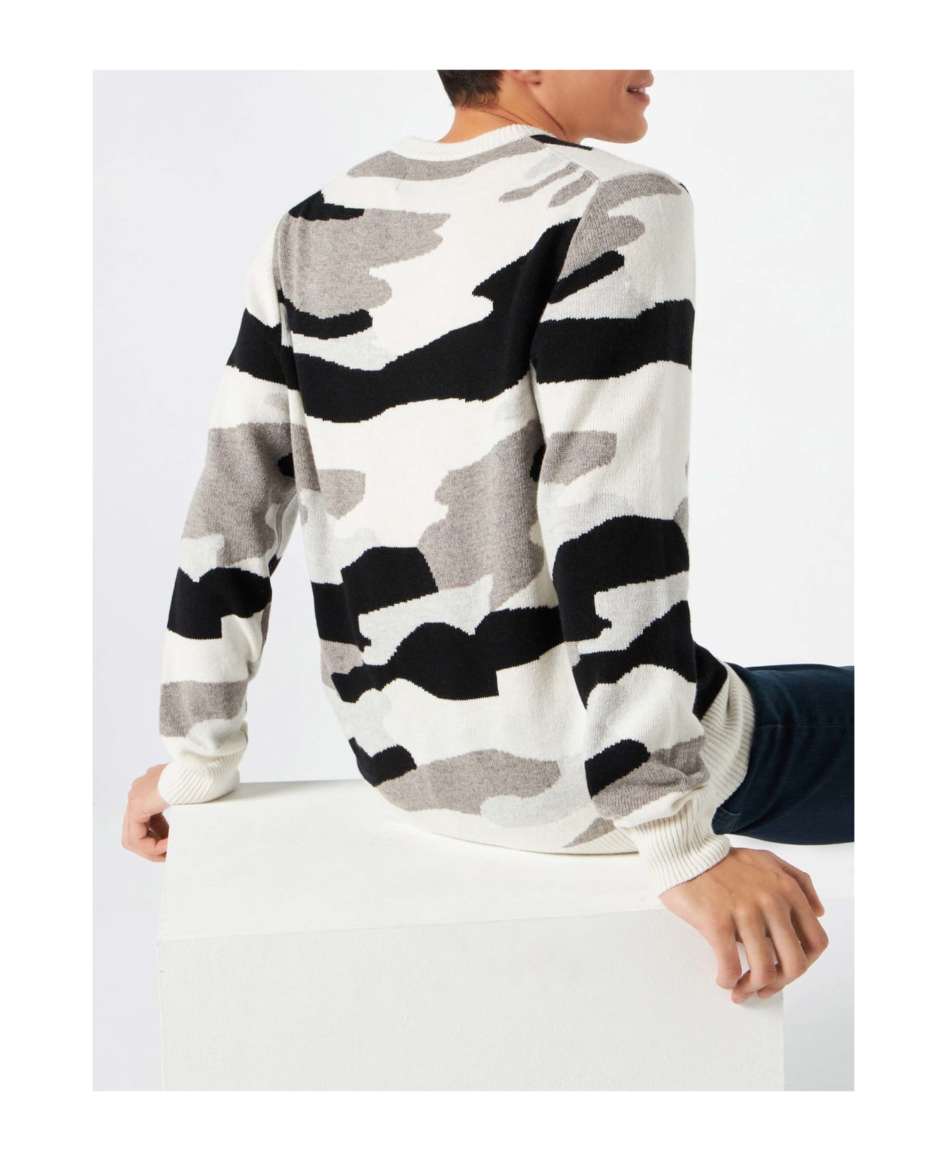 MC2 Saint Barth Man Sweater With Camouflage Off-piste Team Print - WHITE