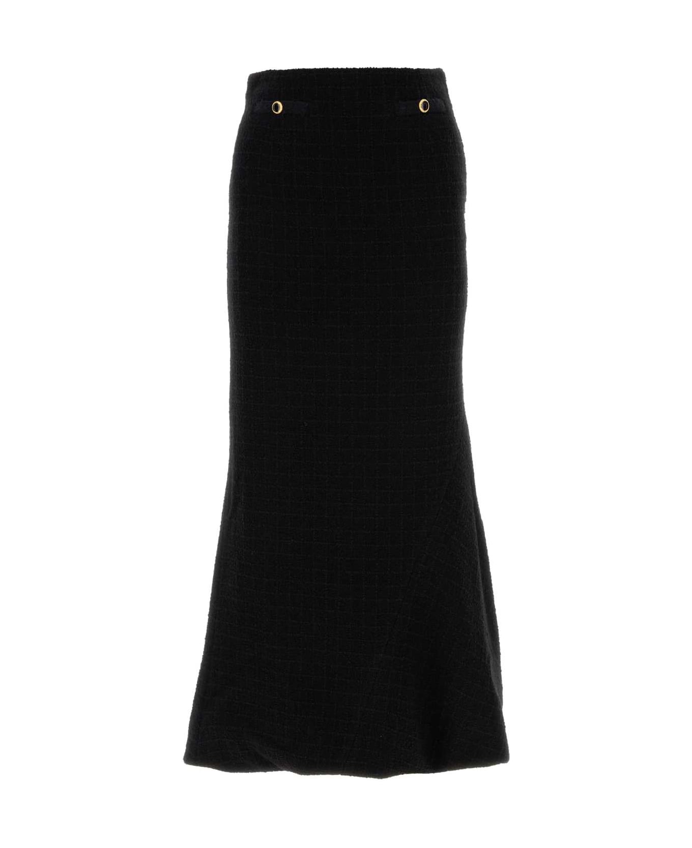 Alessandra Rich Black Tweed Skirt - BLACK スカート