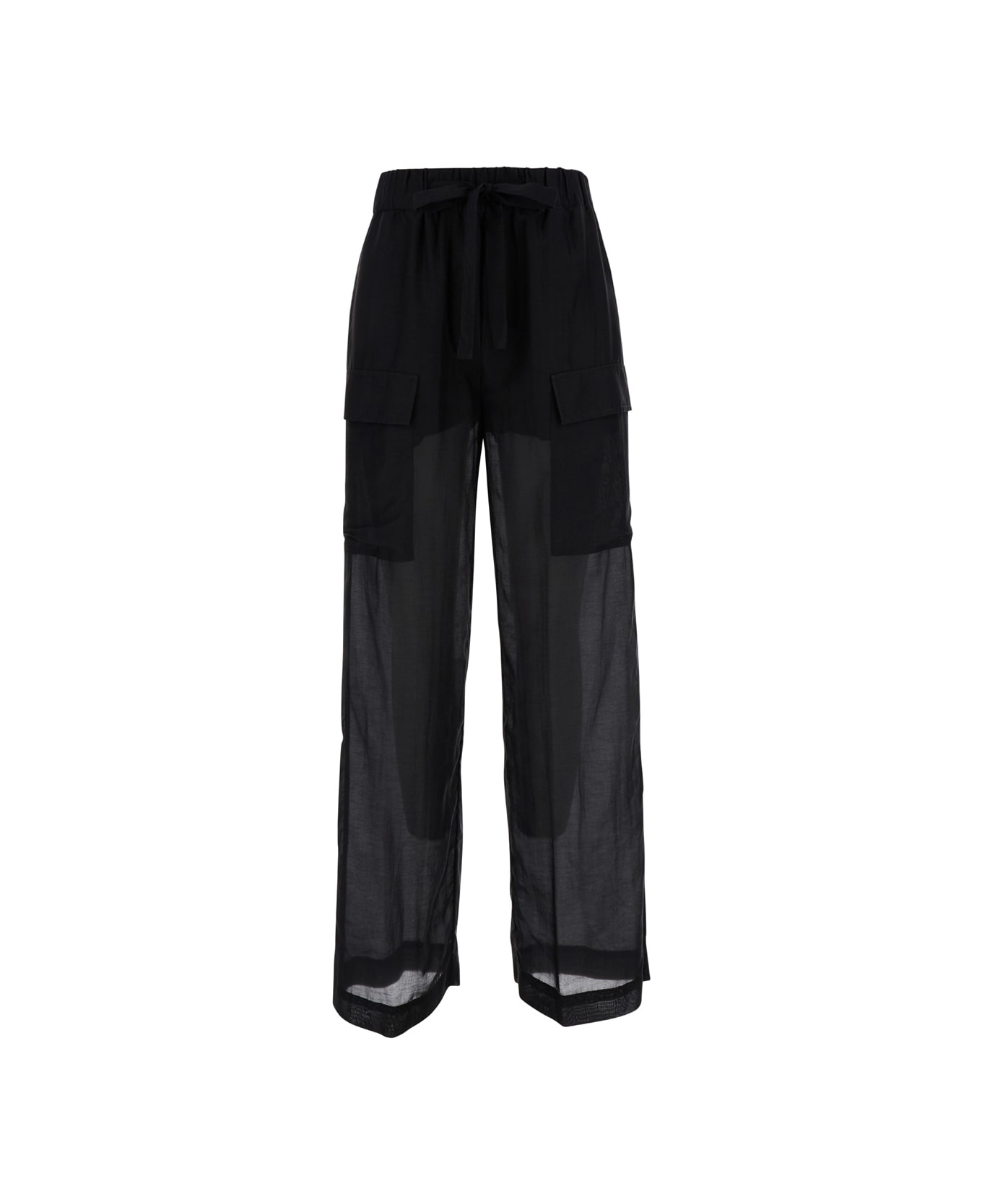 SEMICOUTURE Black Trousers With Pockets In Cotton And Silk Woman - Black