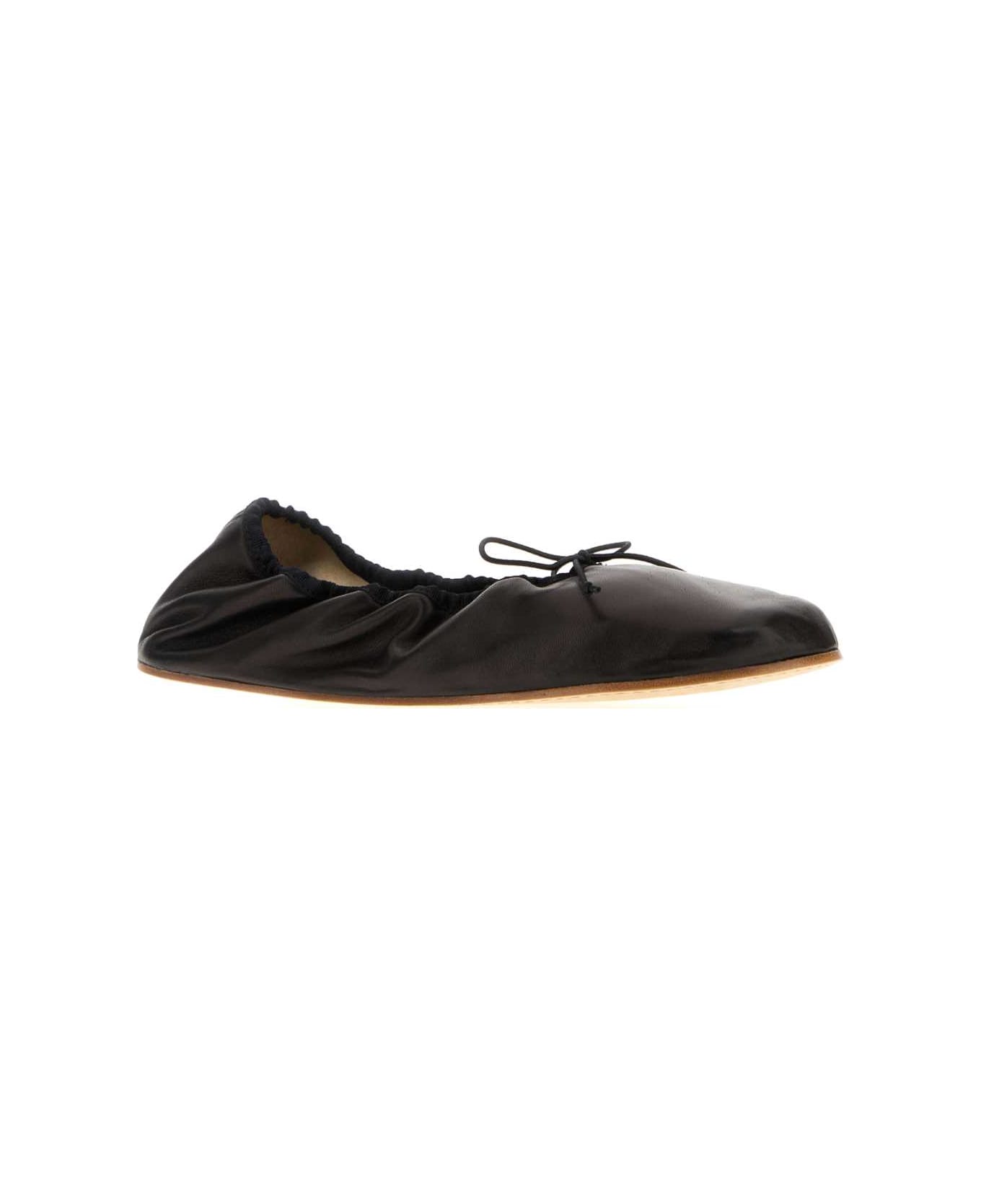 The Row Black Nappa Leather Ballerinas - BLACK