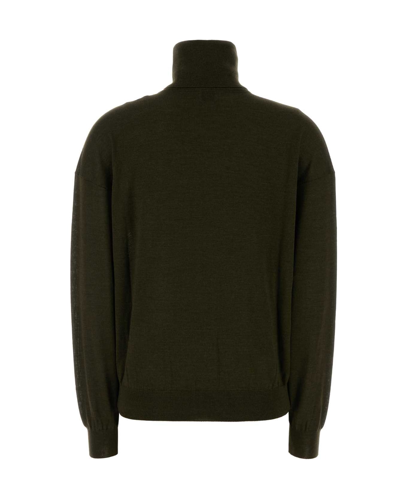 Saint Laurent Olive Green Cashmere Blend Sweater - KAKI