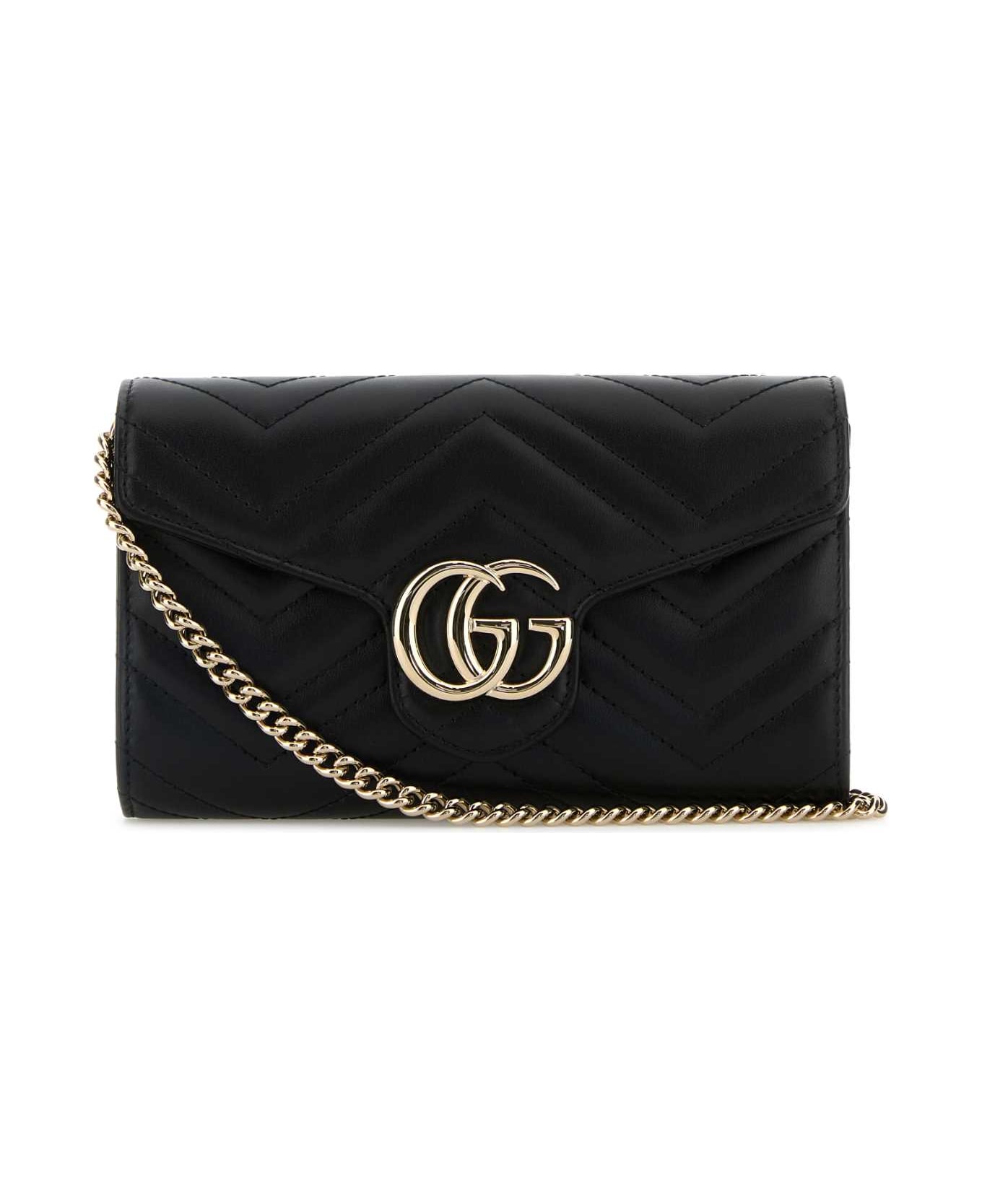 Gucci Black Leather Gg Marmont Wallet - Black