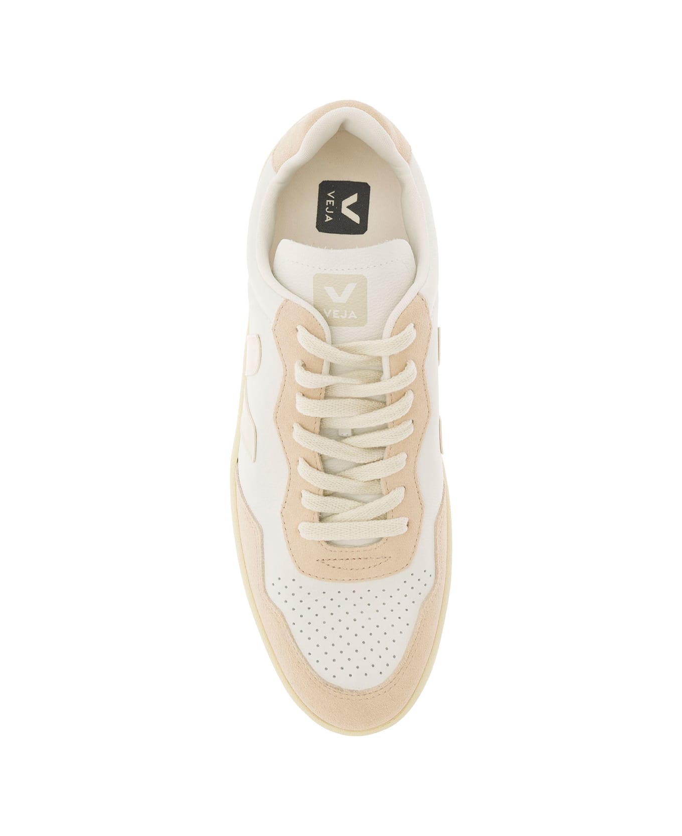 Veja White And Beige Sneakers With Logo Details In Leather Man - Beige