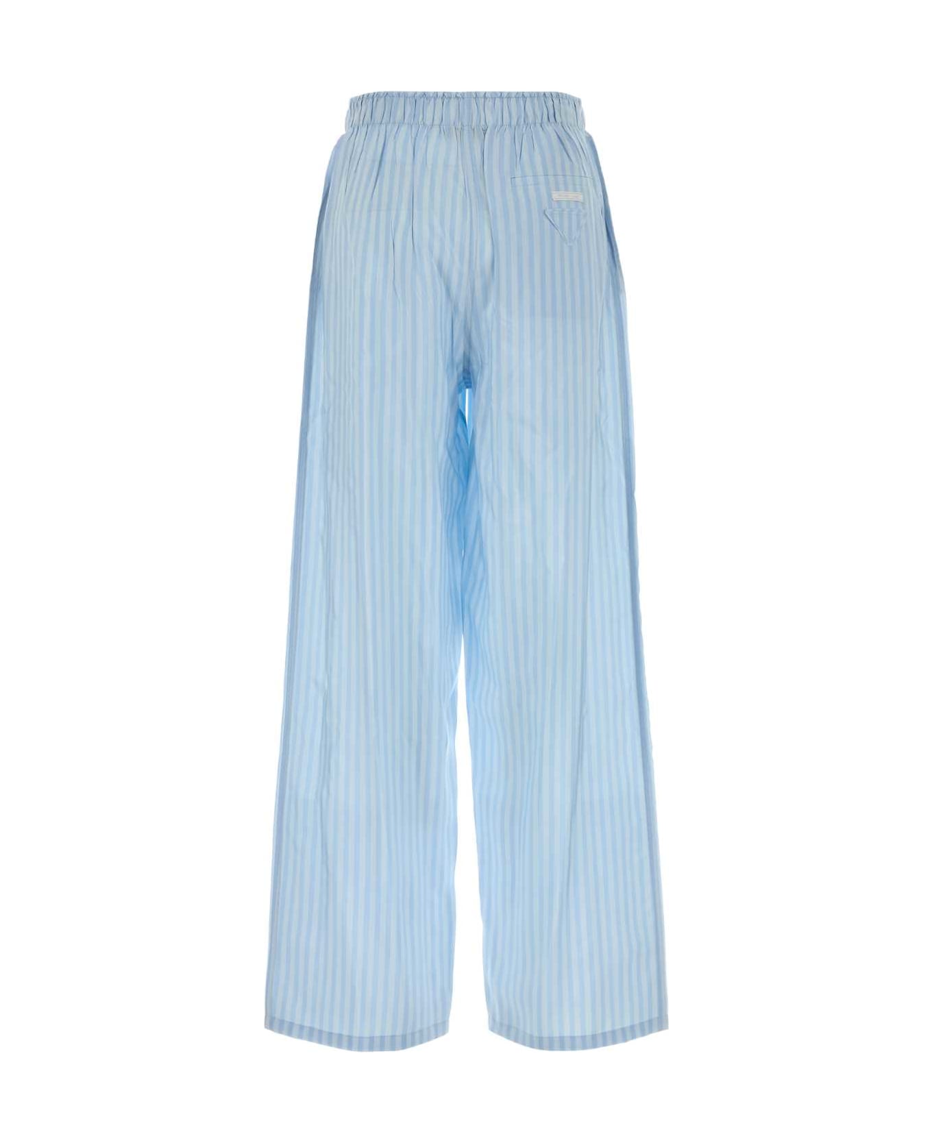 Prada Embroidered Silk Pyjama Pant - CELESTE