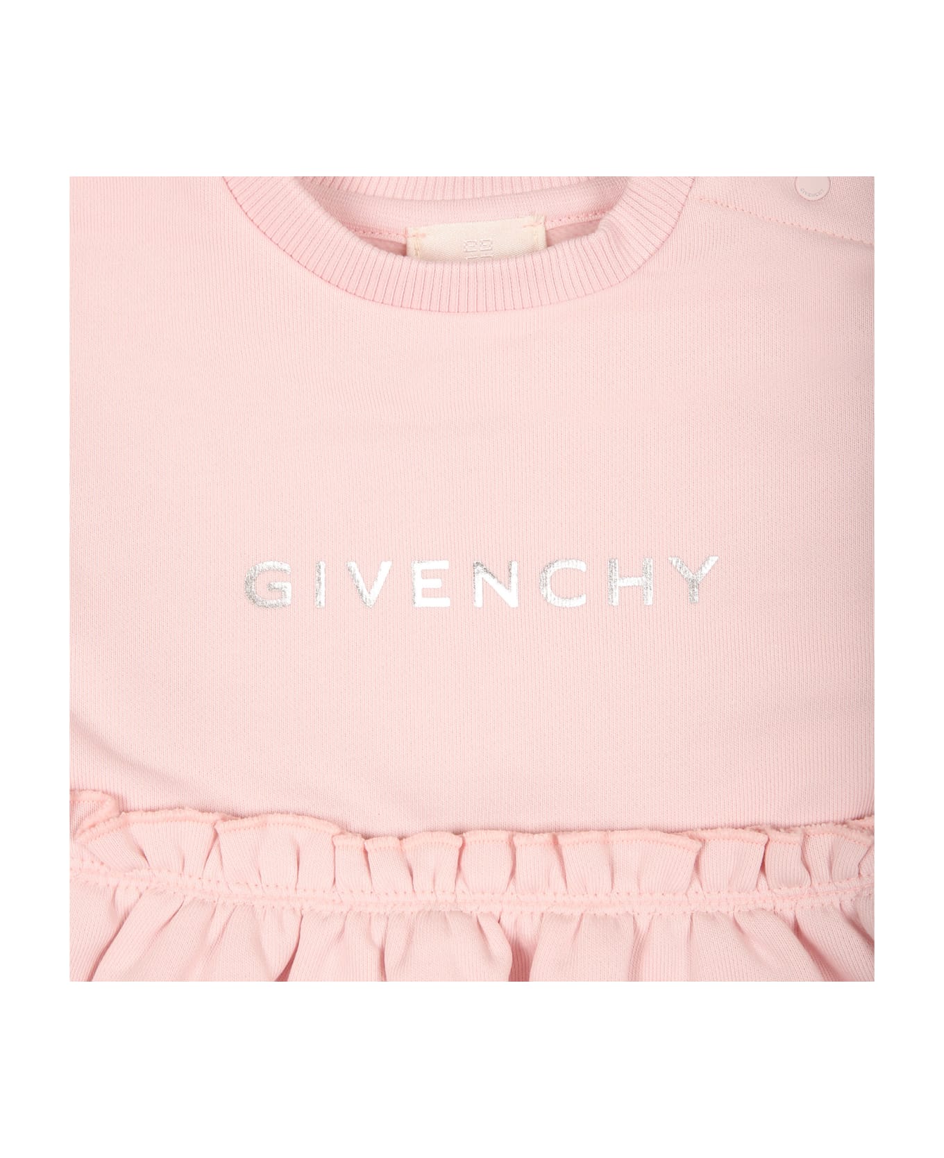 Givenchy Pink Dress For Baby Girl With Logo And Iconic 4g Motif - Pink