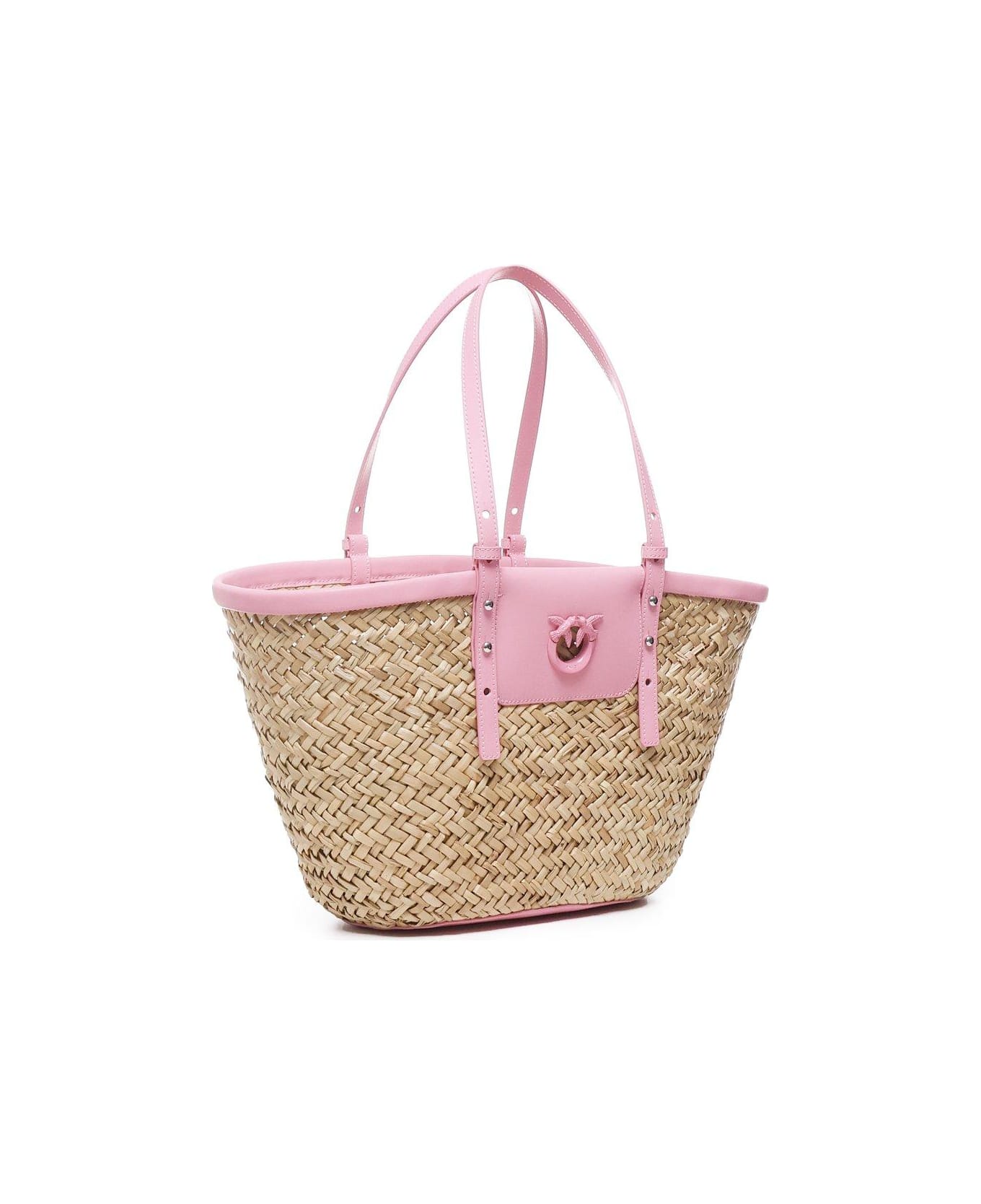 Pinko Love Summer Logo Detailed Tote Bag - Naturale/rosa