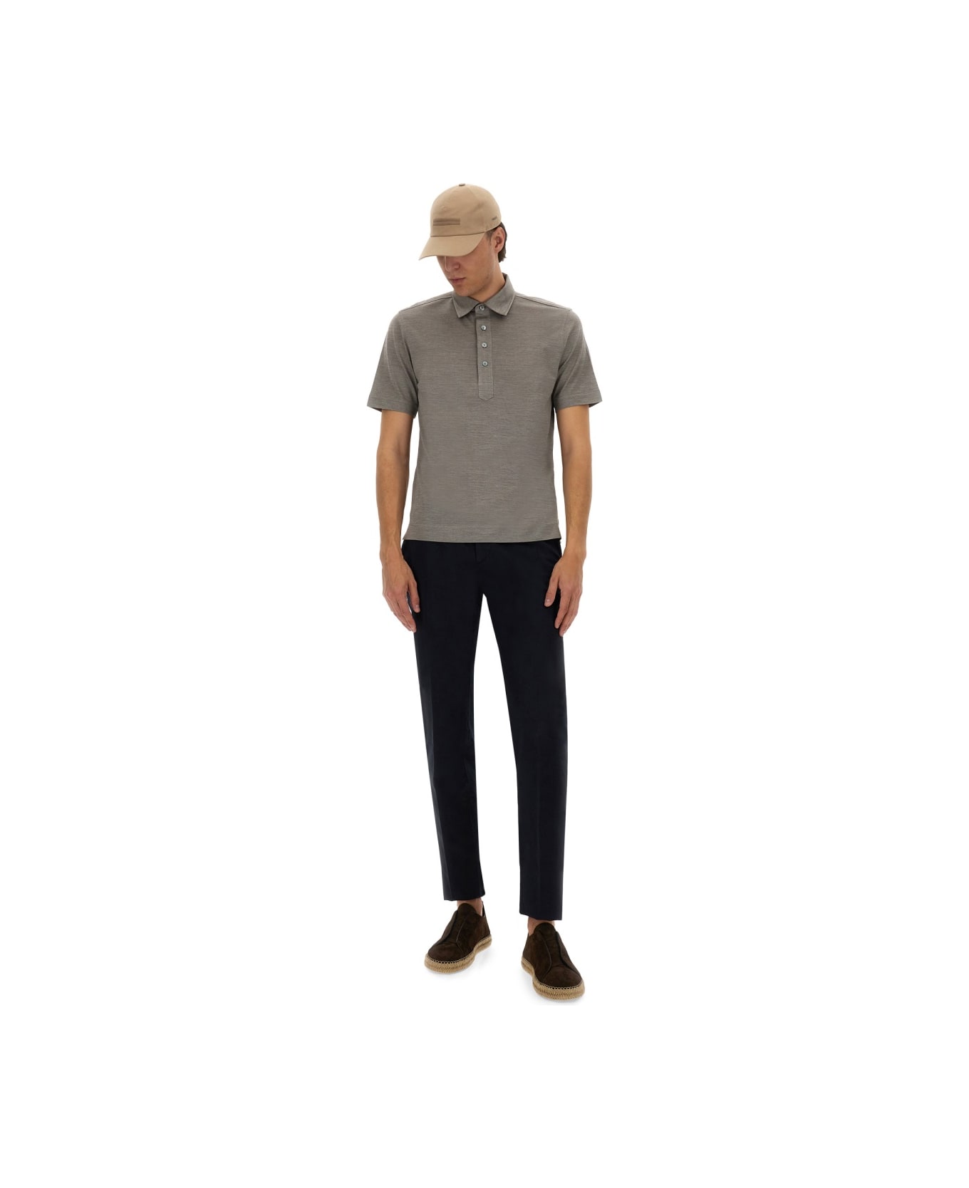 Zegna Lightweight Short Sleeved Polo Shirt - GREY