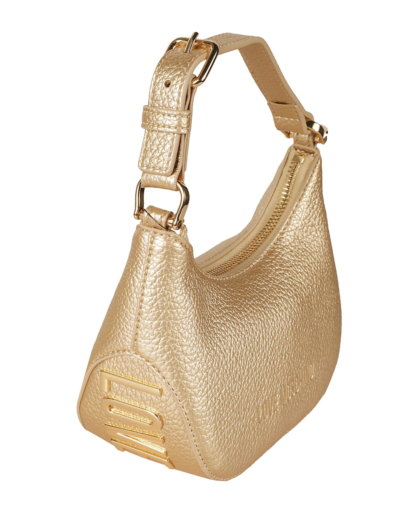 Love Moschino Metallic Logo Stamp Top Zip Shoulder Bag - Gold トートバッグ