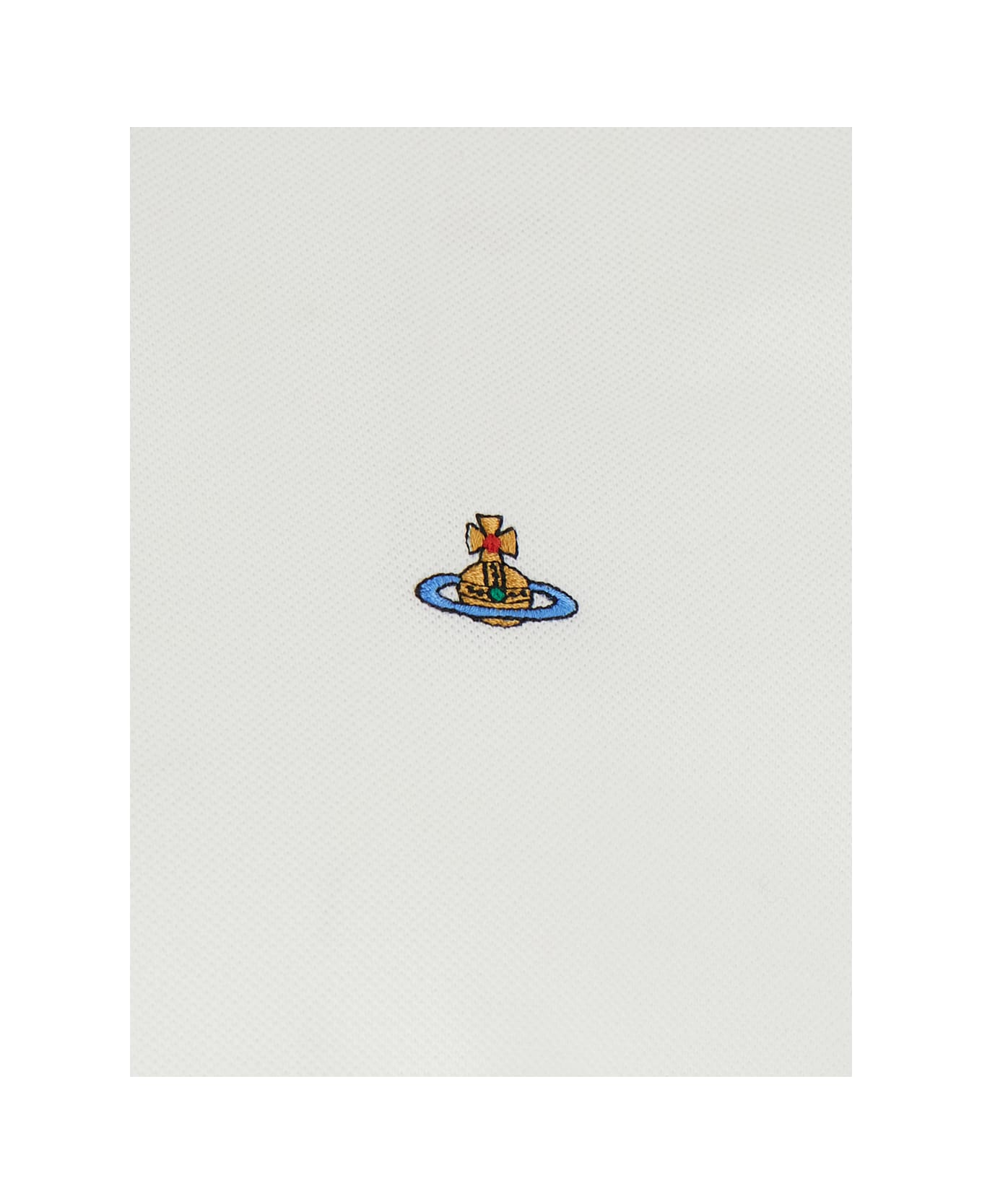 Vivienne Westwood White Polo Shirt With Contrasting Collar And Orb Logo Detail On The Front In Cotton Man - White