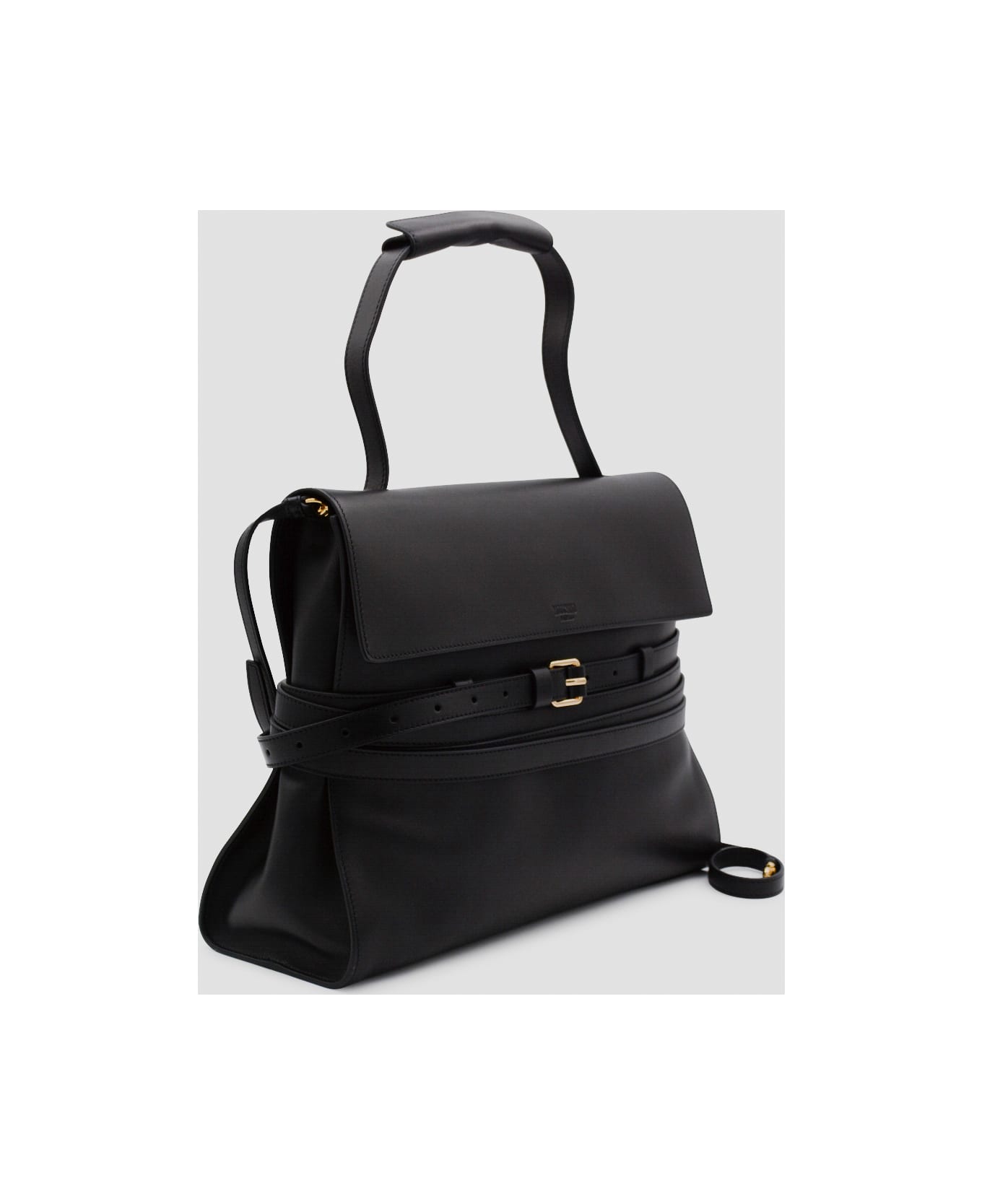 Moschino Black Leather Top Handle Bag - Black