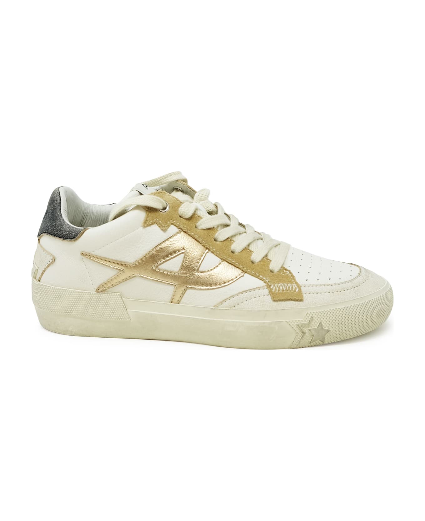 Ash Beige/white Leather Sneakers - WHITE/BEIGE