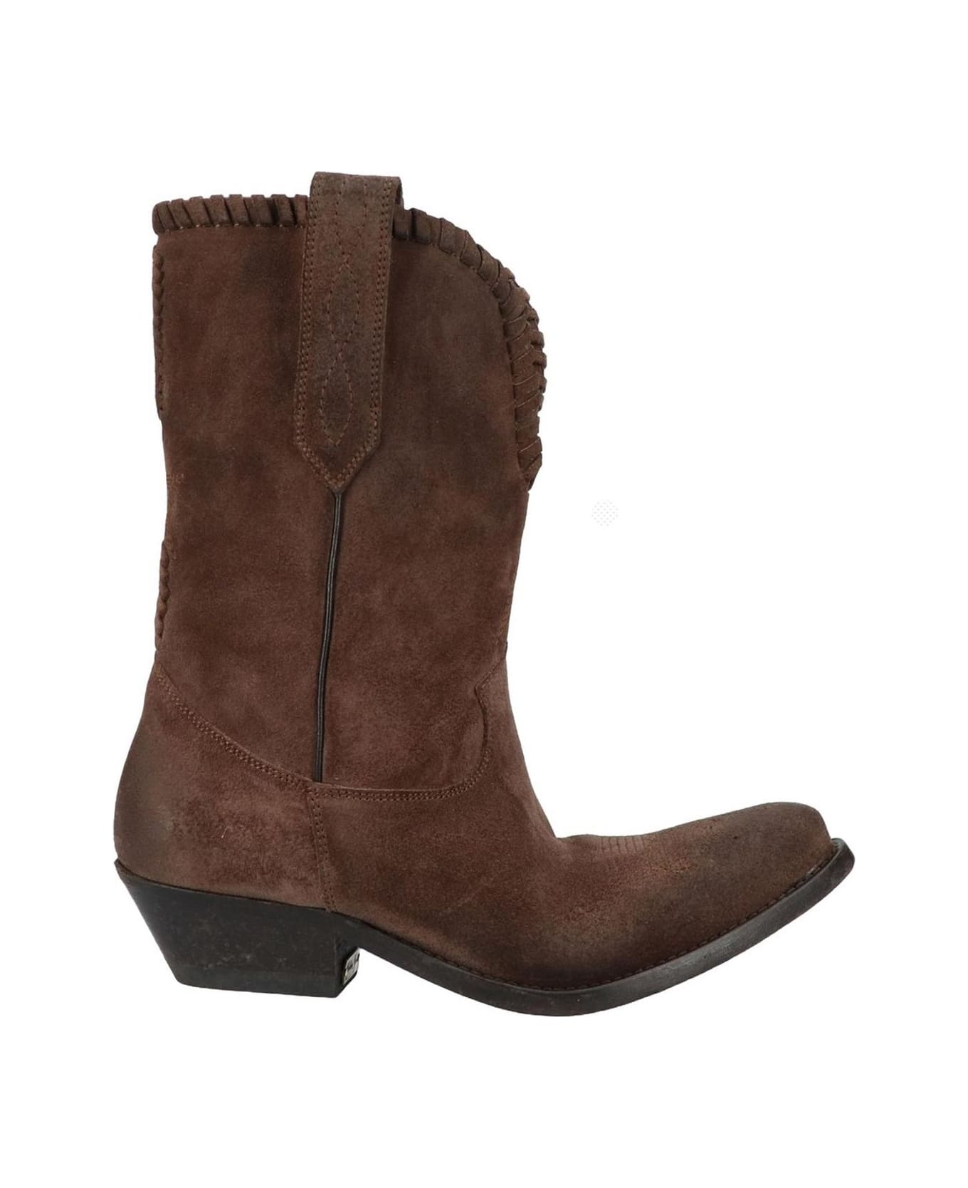 Golden Goose Wish Star Texan Ankle Boots In Brown Suede - brown