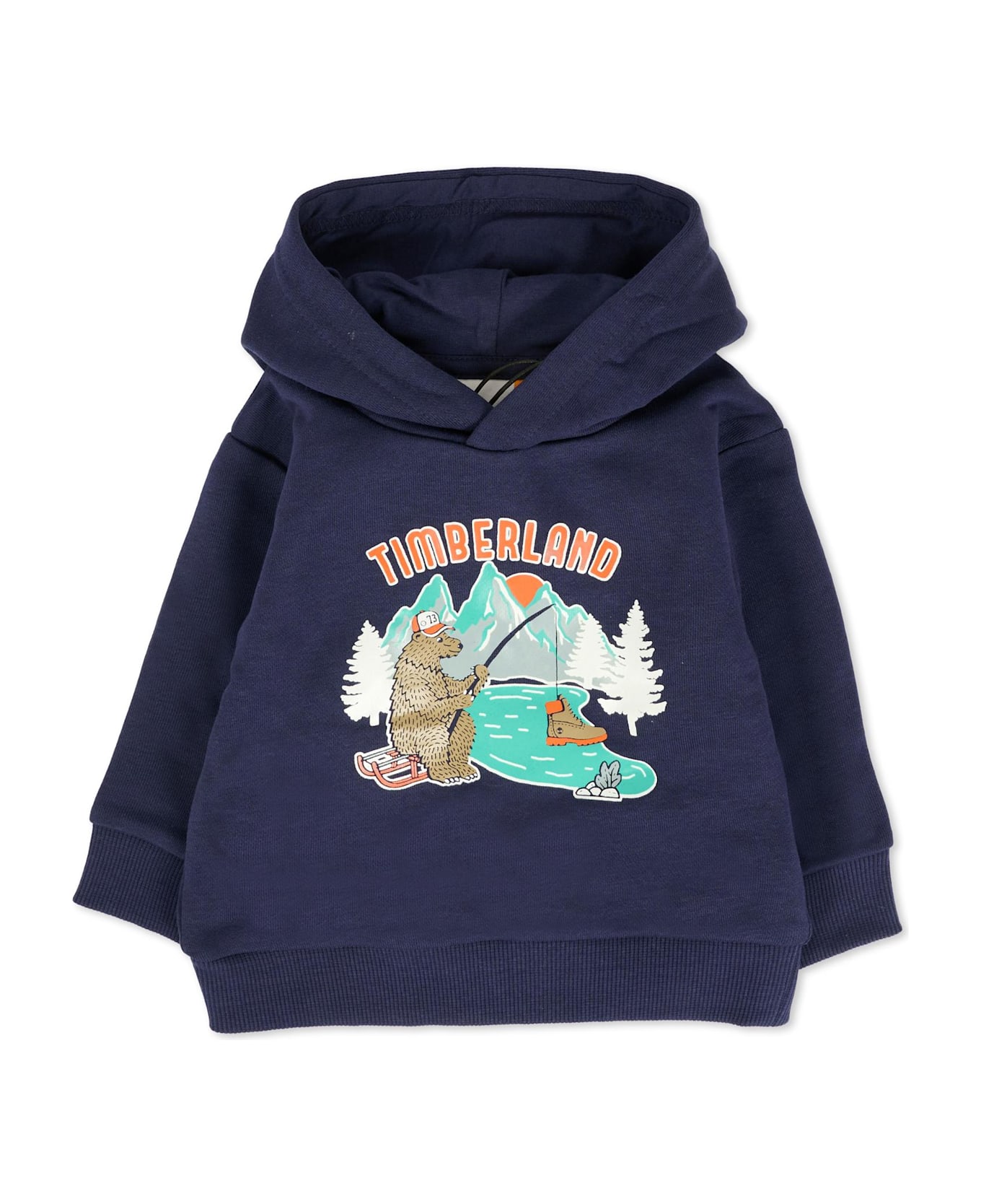 Timberland Blue Sweatshirt For Baby Boy With Bear - Blue