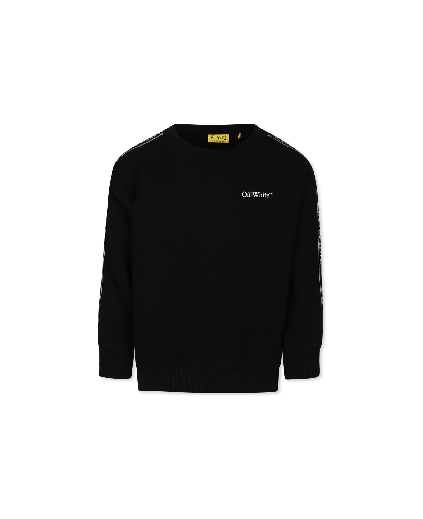 Off-White Black Sweatshirt For Boy With White Logo - Black