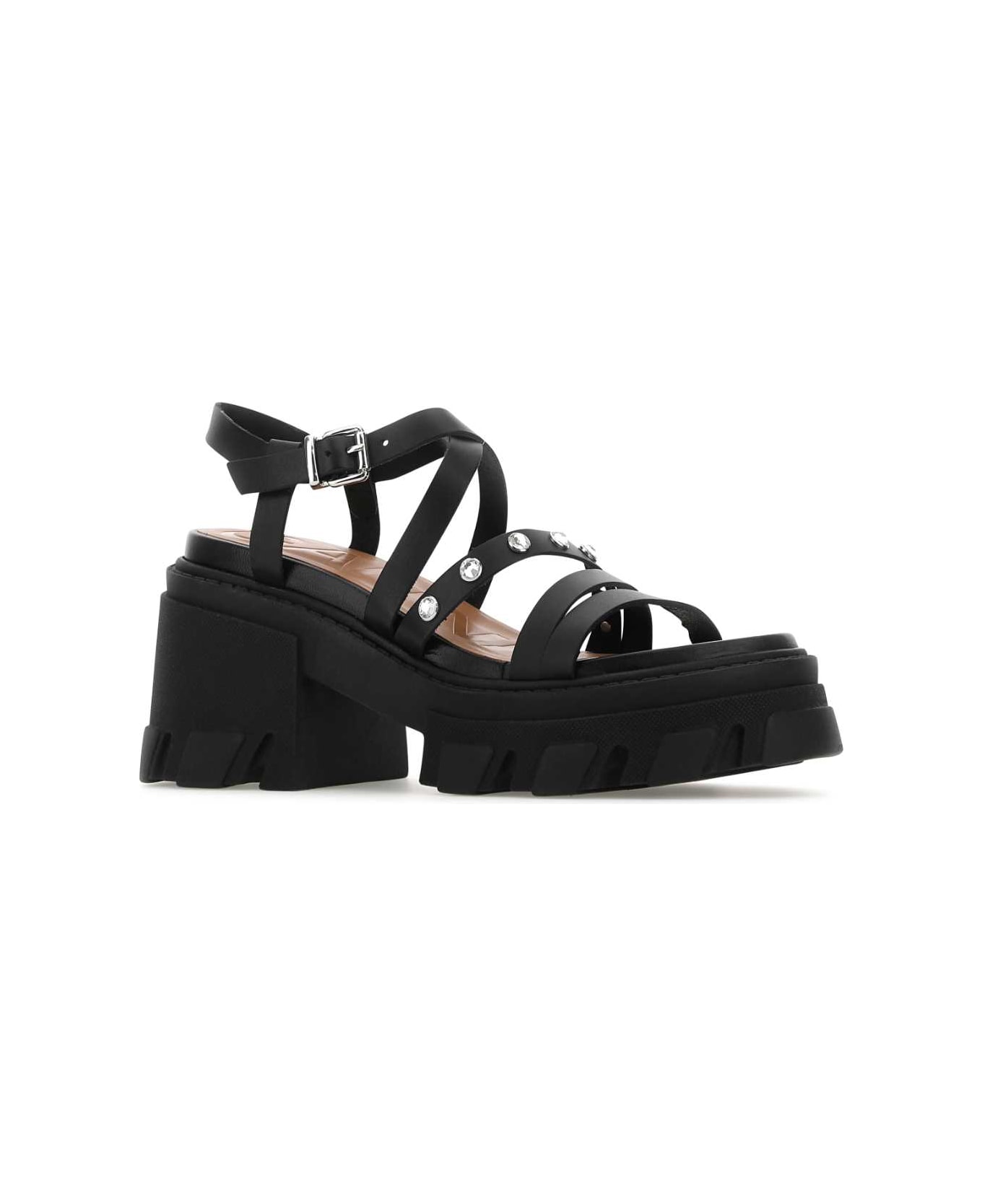 Ganni Black Leather Sandals - 099