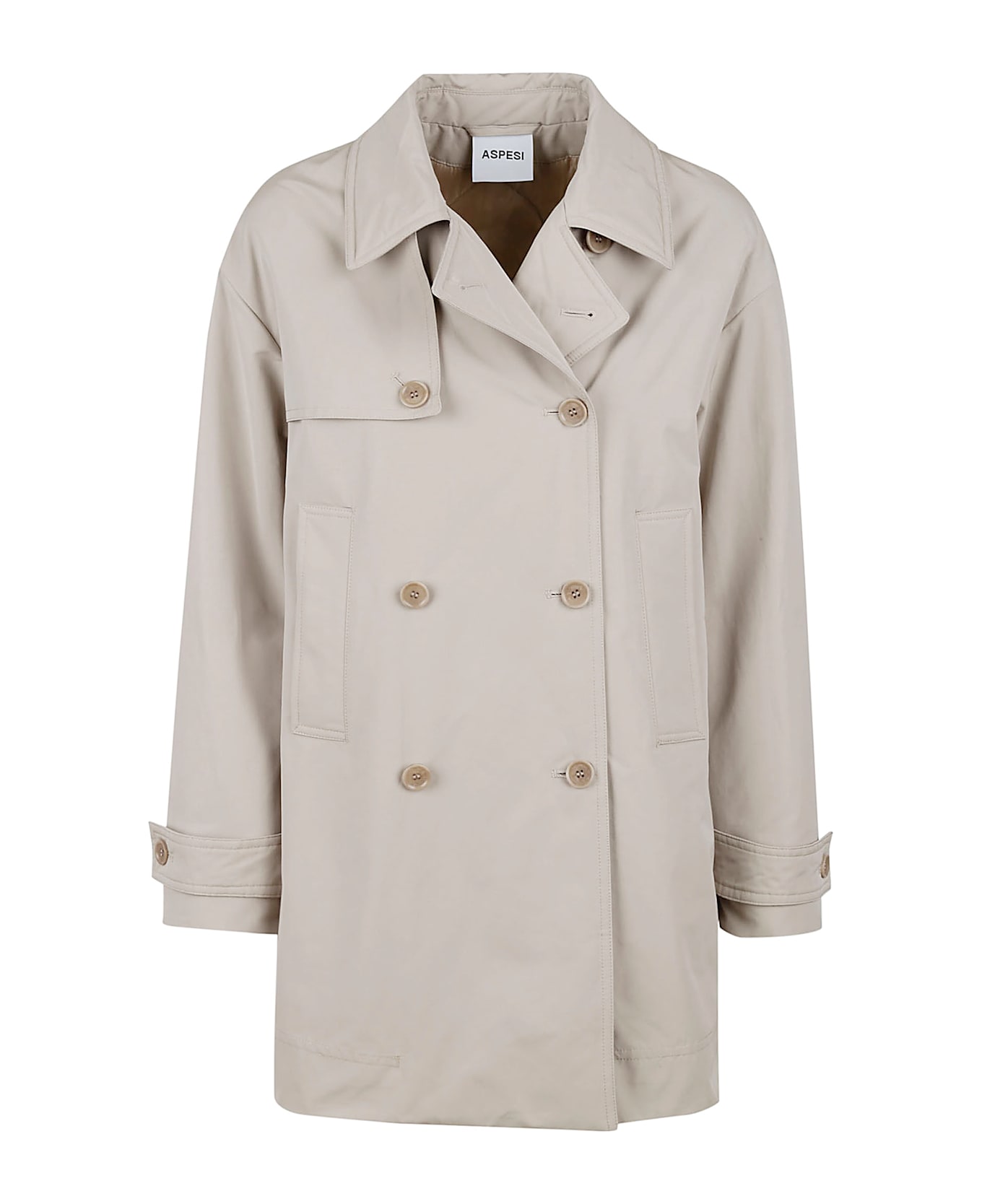 Aspesi Double Breasted Wrap Coat - Sand