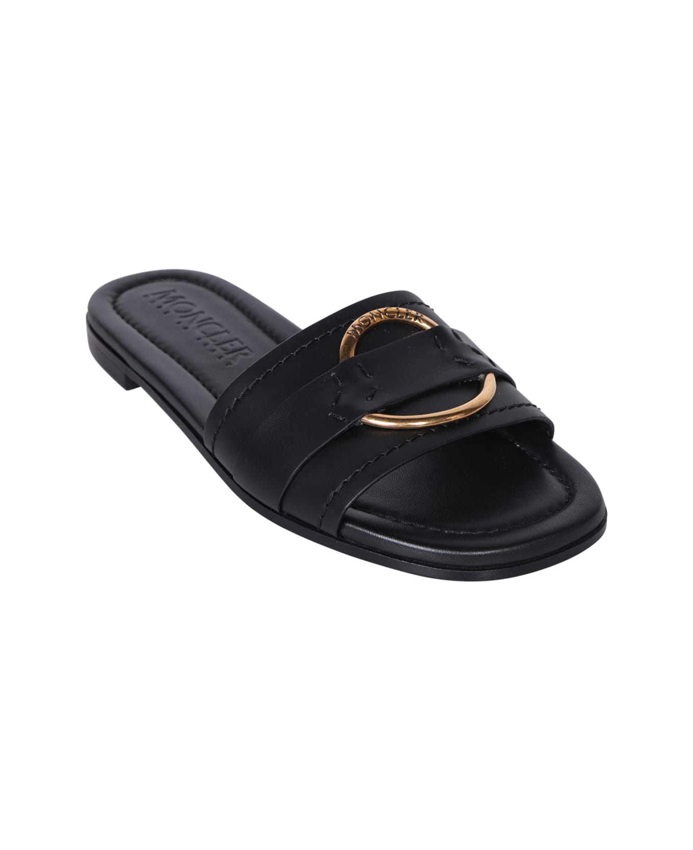 Moncler Bell Leather Slides - Nero