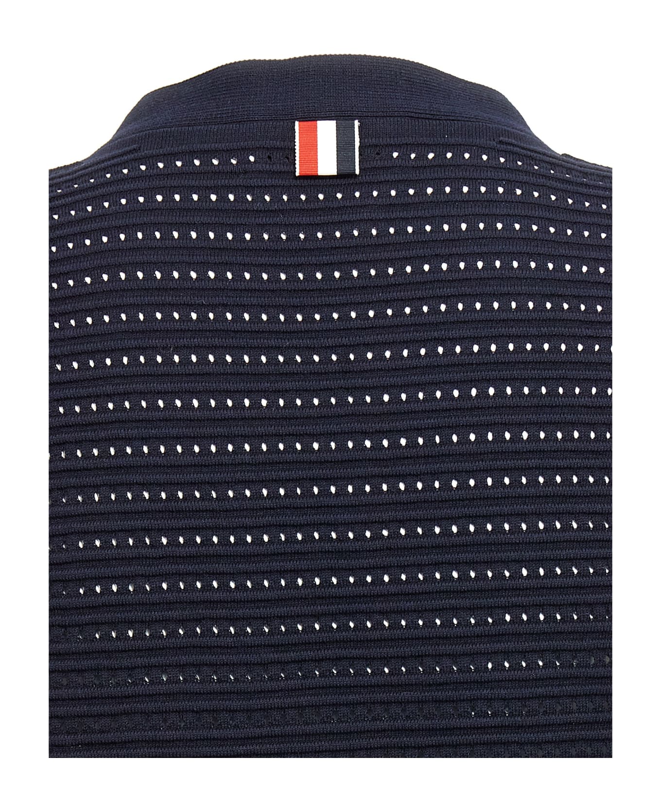 Thom Browne Openwork Dress With Pleated Skirt - Blue