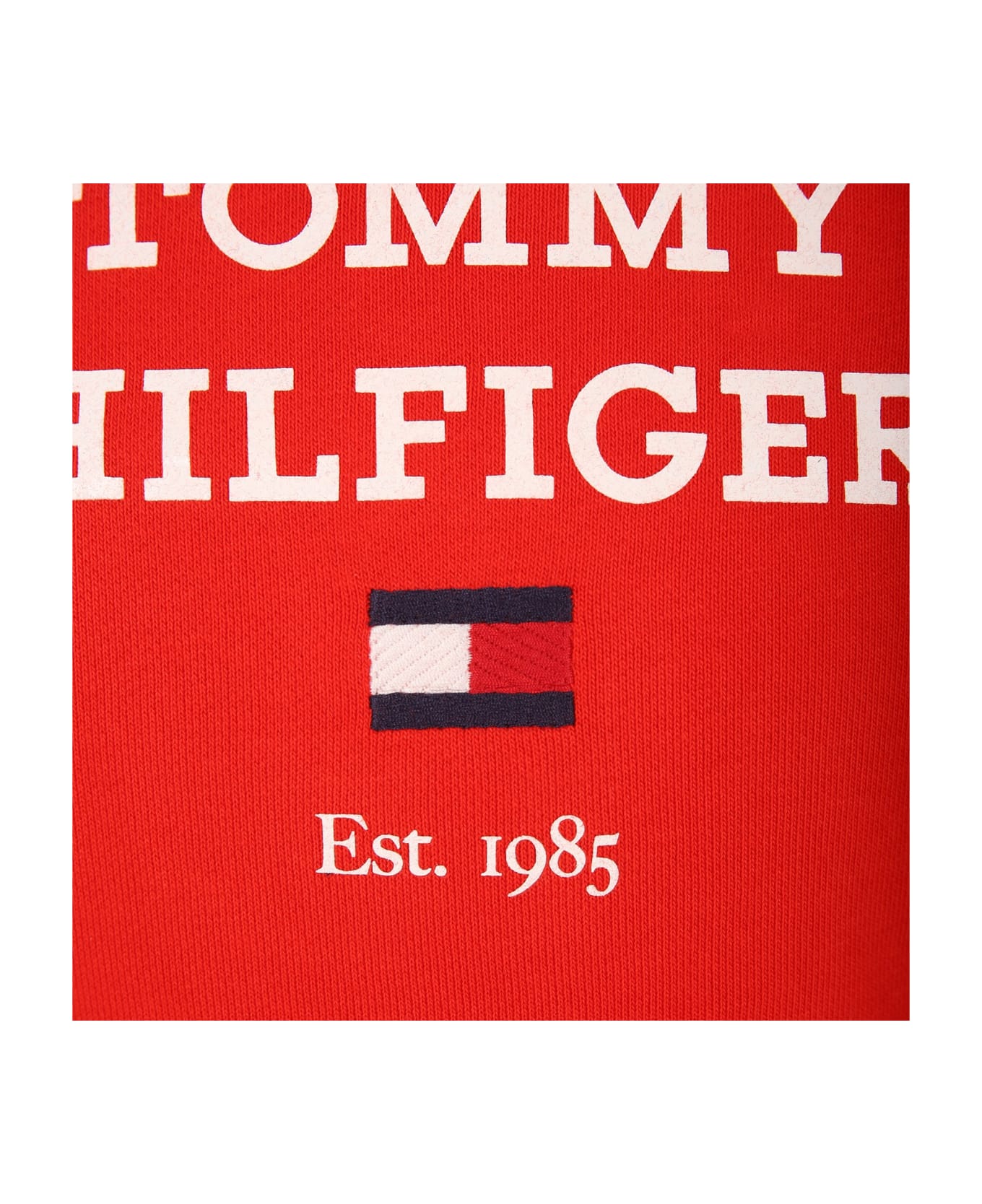 Tommy Hilfiger Red Sweatshirt For Boy With Logo - Red ニットウェア＆スウェットシャツ