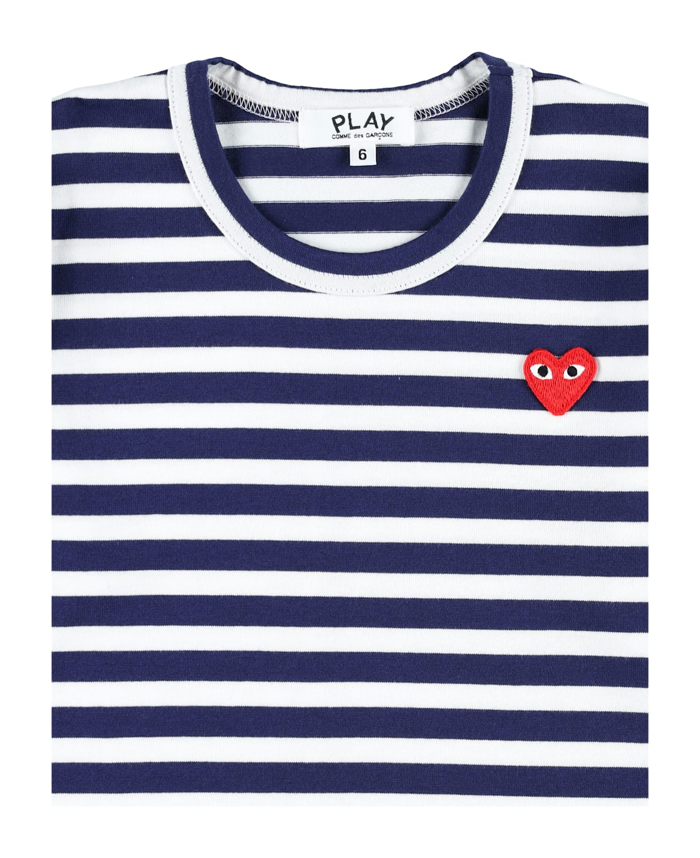 Comme des Garçons Play Kid - Striped Long Sleeve T-shirt - NAVY