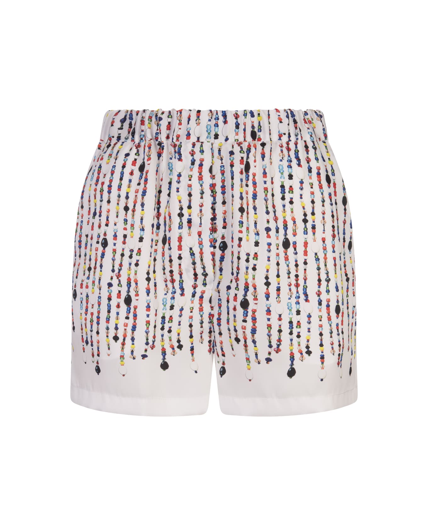 MSGM White Shorts With Multicolour Bead Print - White