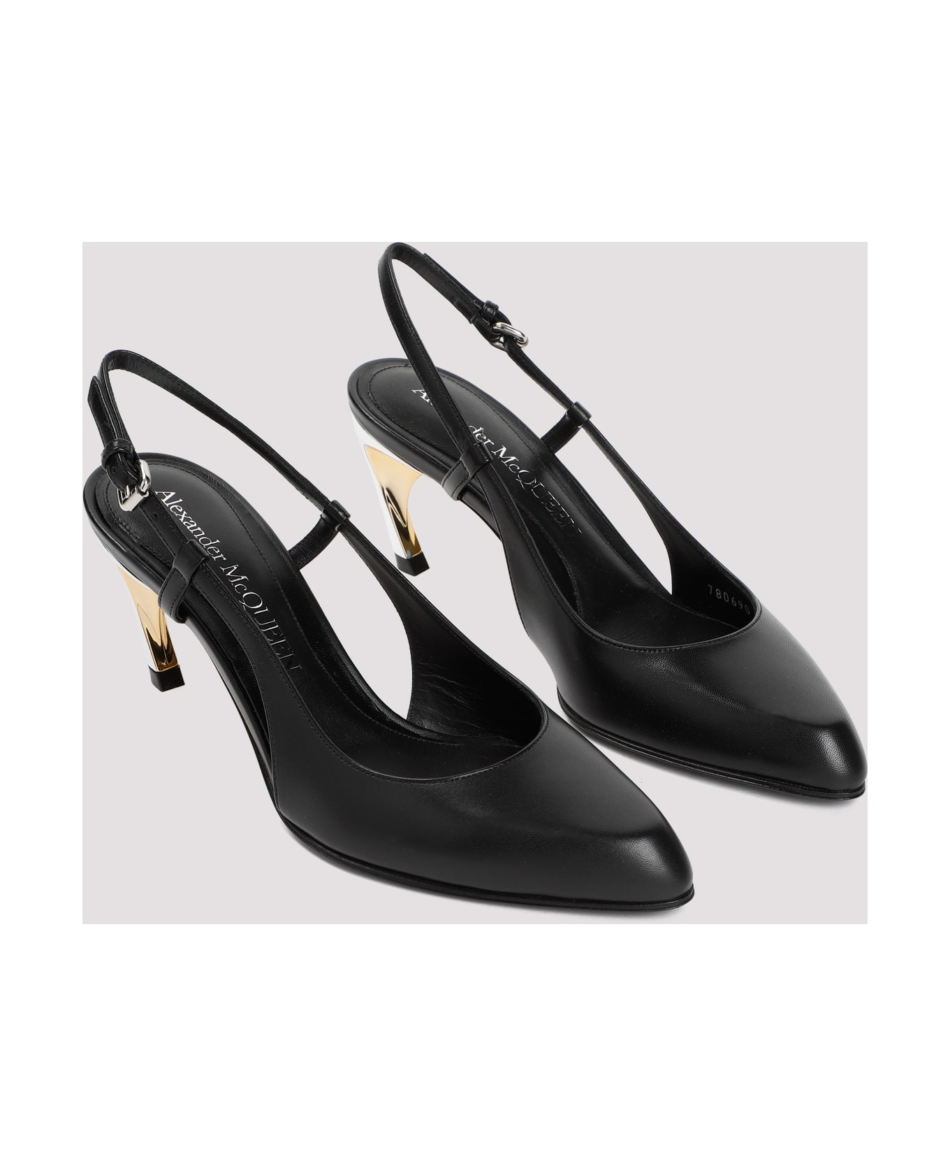 Alexander McQueen Leather Pumps - Black Silver Gold