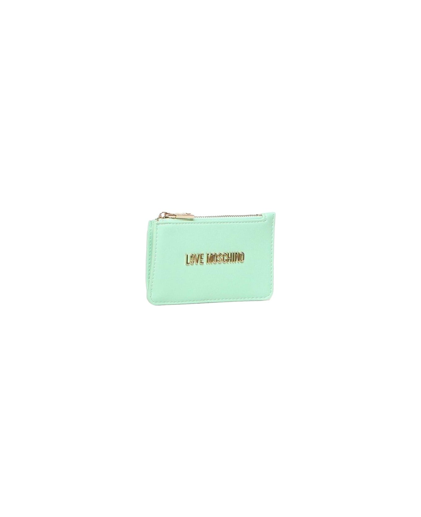 Love Moschino Logo Lettering Zipped Wallet - Green