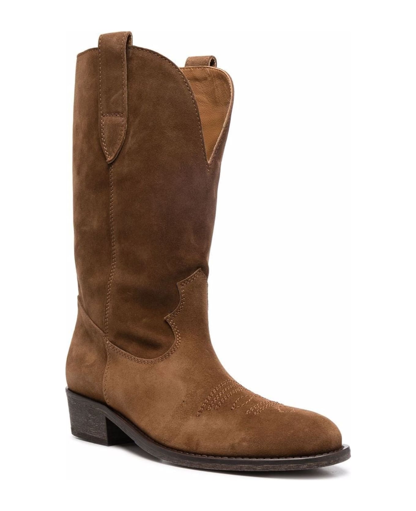 Via Roma 15 Brown Suede Cowboy Boots - Brown ブーツ