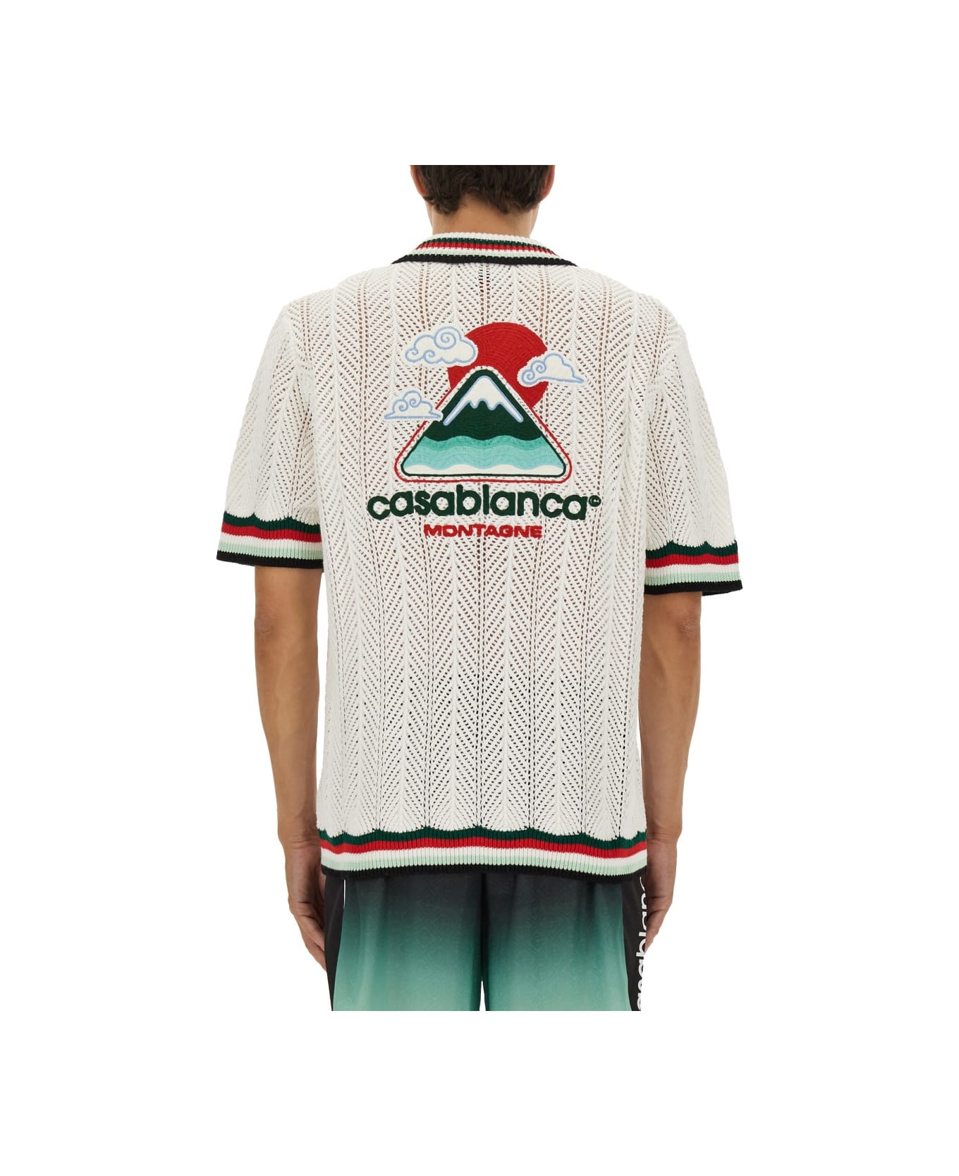 Casablanca Crochet Shirt "ondulee Mountains" - WHITE