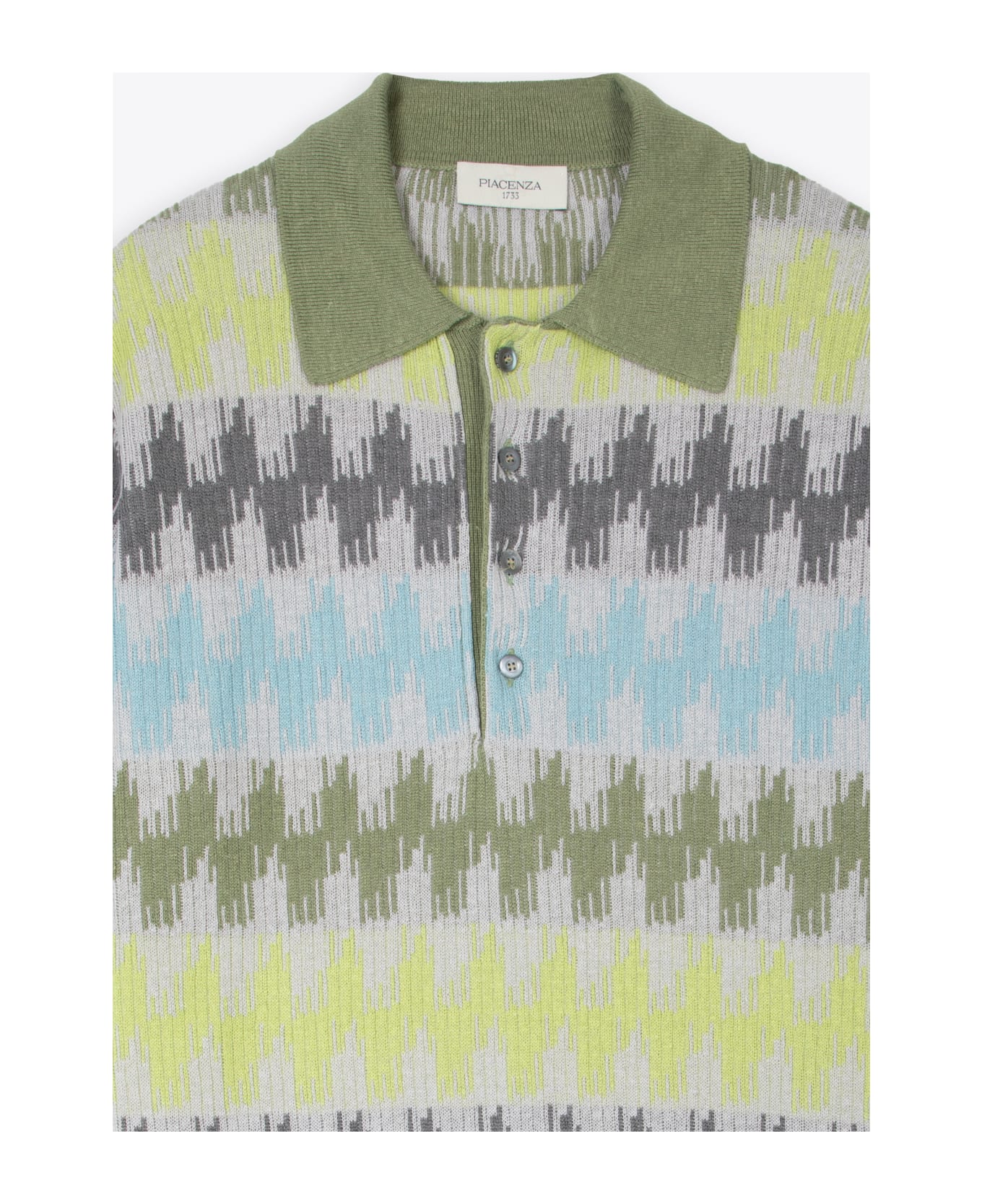 Piacenza Cashmere Polo Manica Corta Multicolour jacquard knitted polo shirt - Multicolor