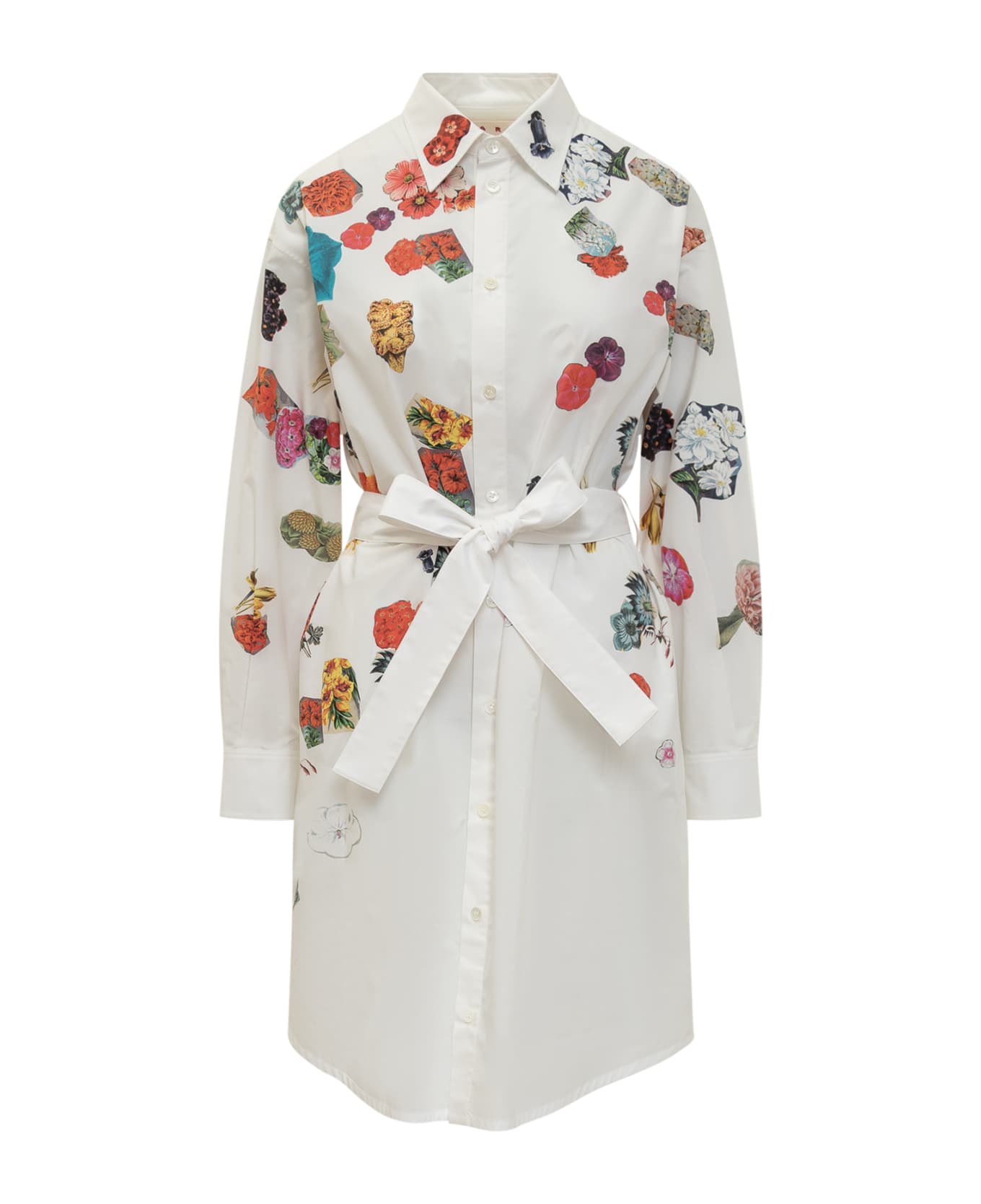 Marni Dress With Floral Patterned Embellishment - LILY WHITE ワンピース＆ドレス