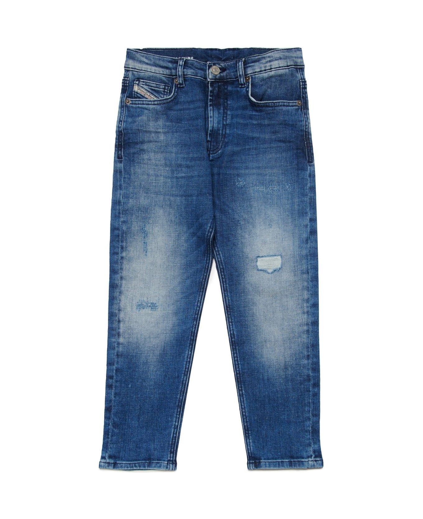 Diesel D-lucas-j Distressed Straight-leg Jeans - Blu Denim