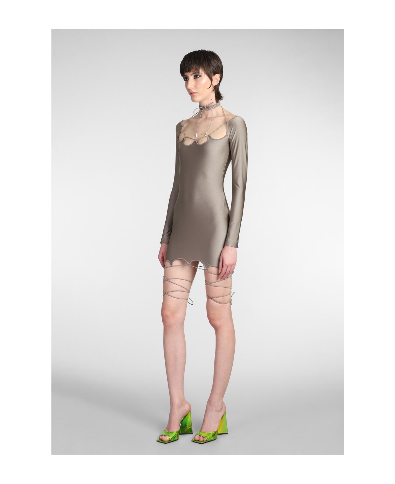 The Attico Lyna Dress In Beige Lycra - beige