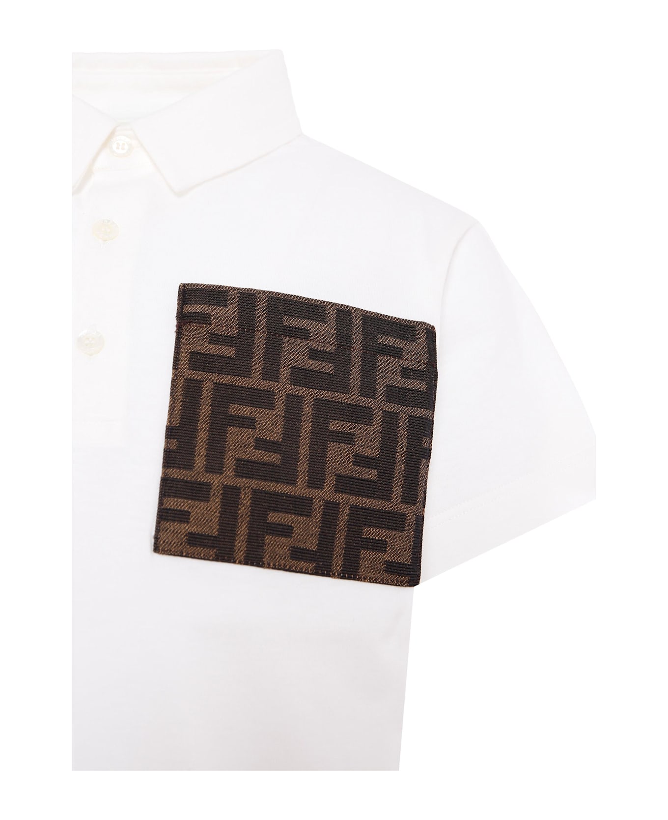 Fendi White Polo Shirt For Boy With Ff - White