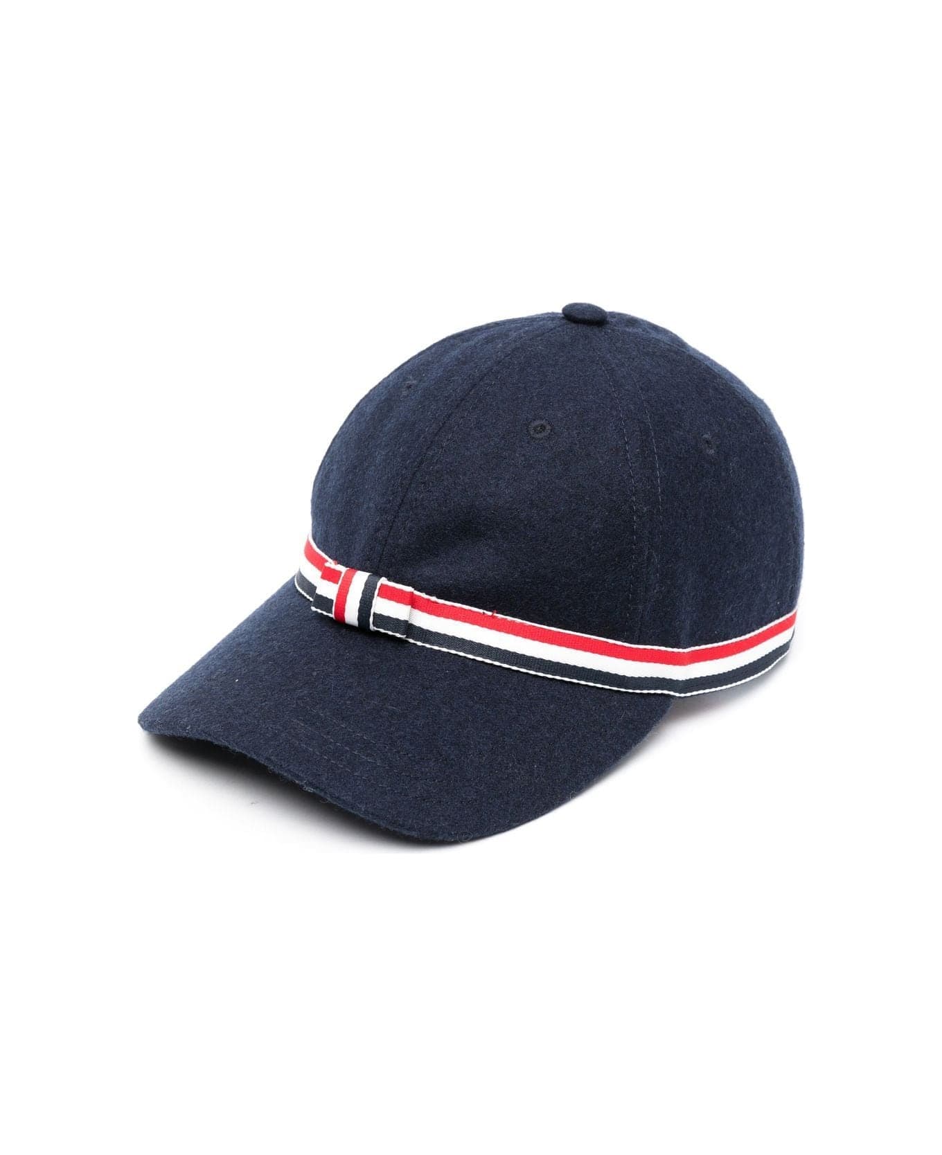 Thom Browne Gg Bow Baseball Cap In Wool Flannel - Navy