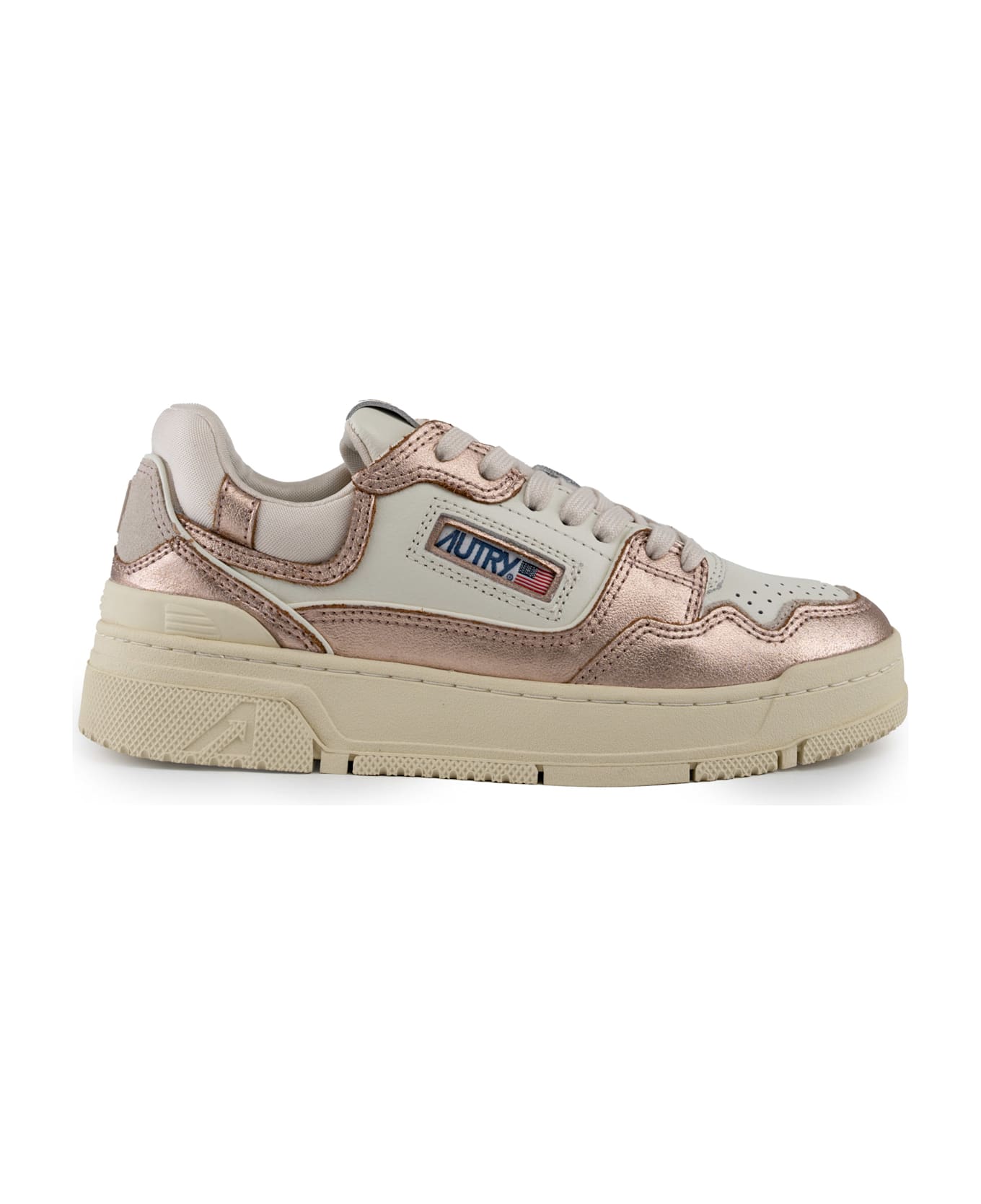 Autry Clc Sneakers In Metal Leather - Met/bot wht/copper