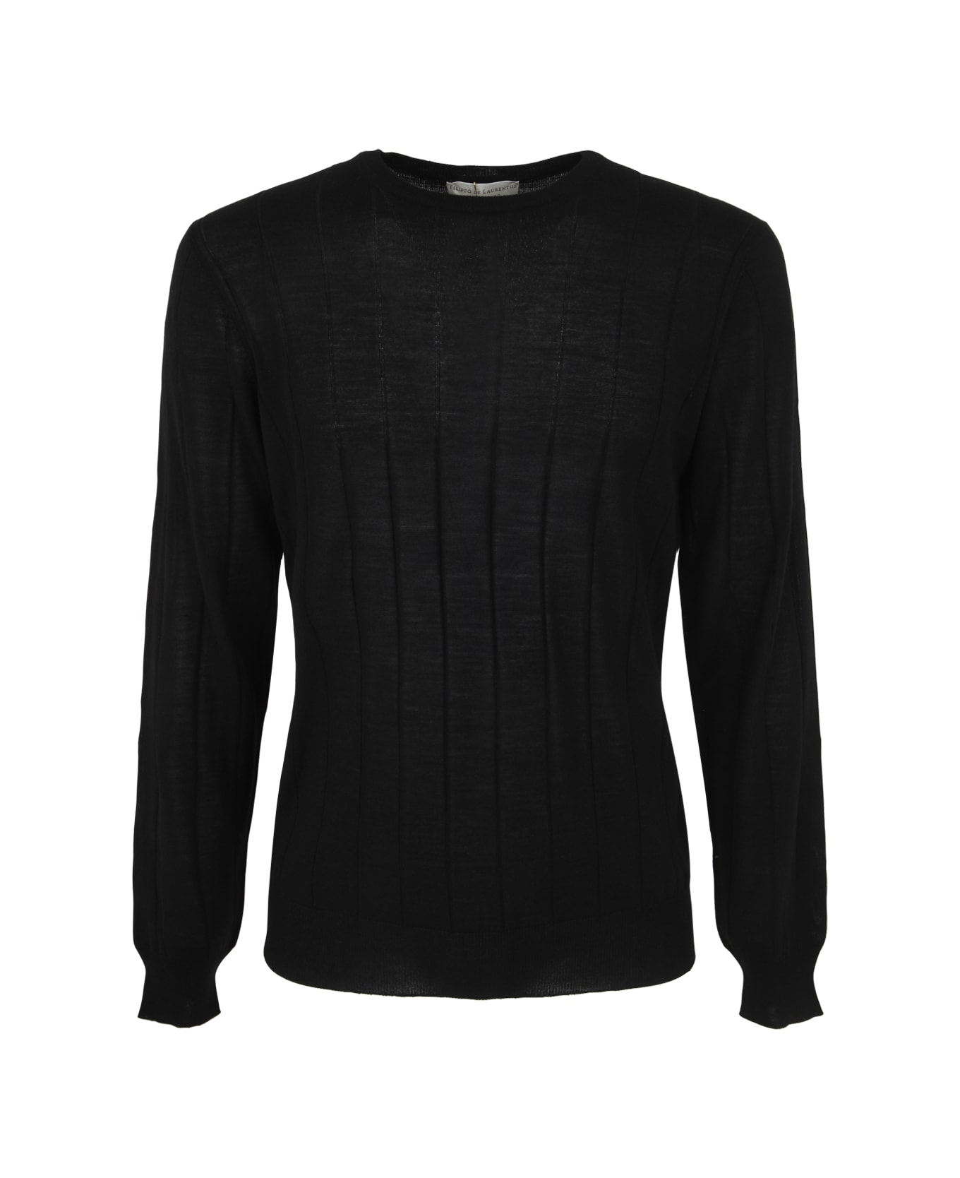 Filippo De Laurentiis Royal Merino Long Sleeves Turtle Neck Ribbed Sweater - Black