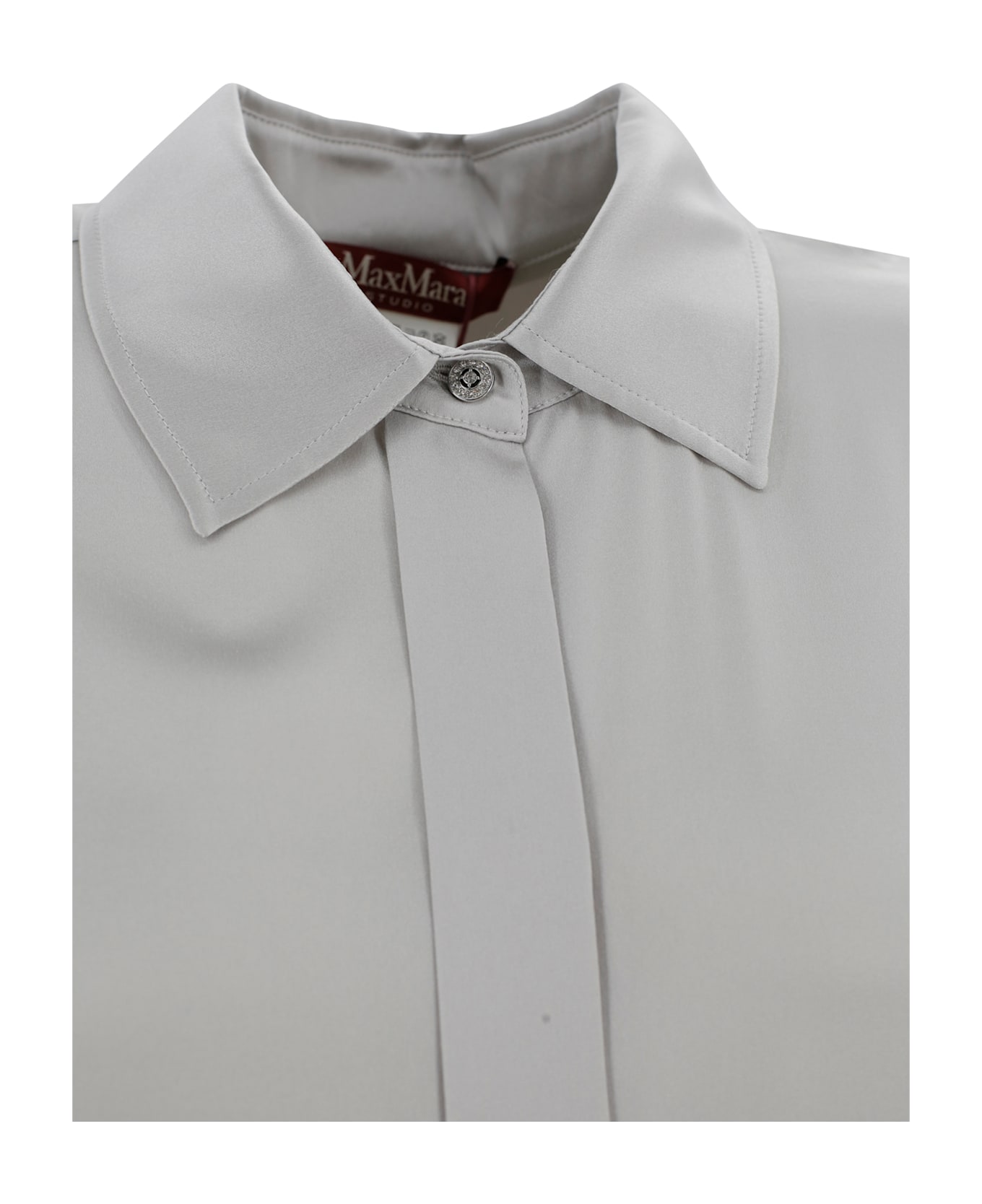 Max Mara Studio Classic Silk Satin Shirt - Grey