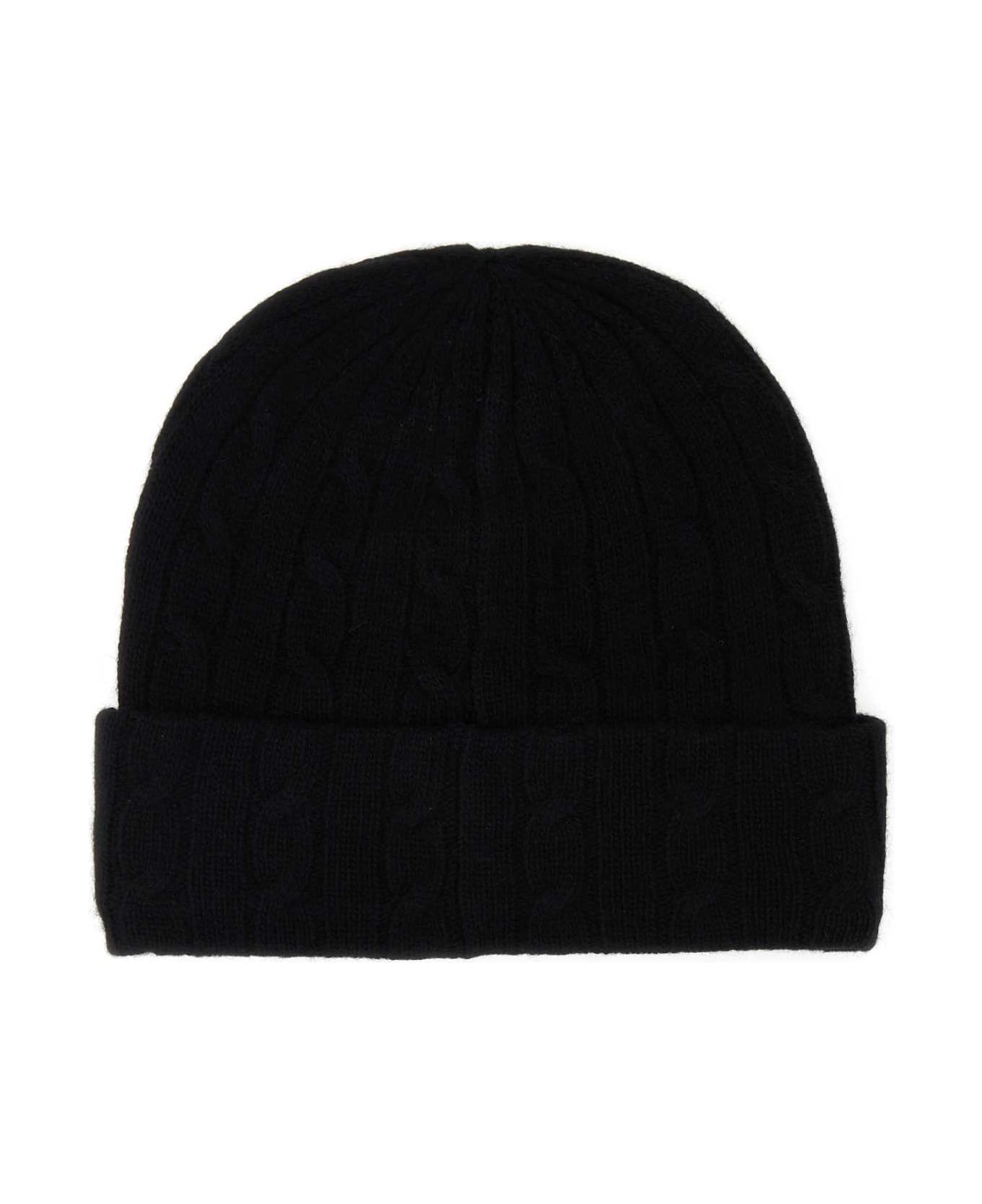 Polo Ralph Lauren Black Wool Blend Beanie Hat - 001