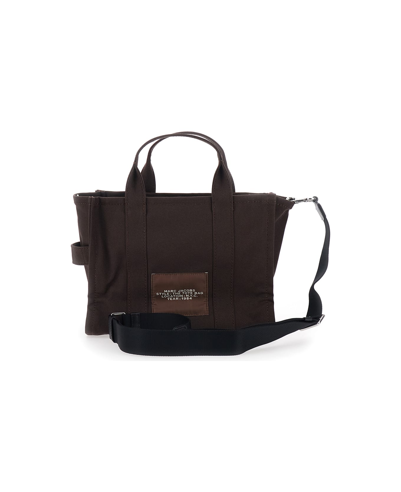 Marc Jacobs 'the Medium Tote' Brown Tote Bag With Contrasting Logo Lettering On The Front In Cotton Woman - Brown